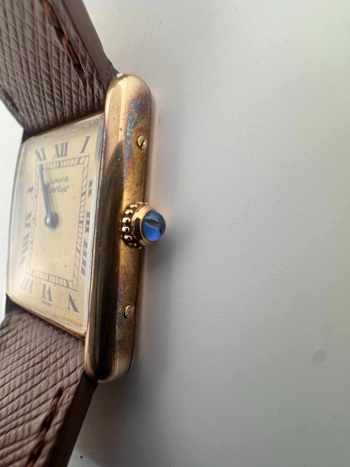 Vintage Must de Cartier 590005 Tank Watch. 925 Vermeil ARGENT Quartz Tank.