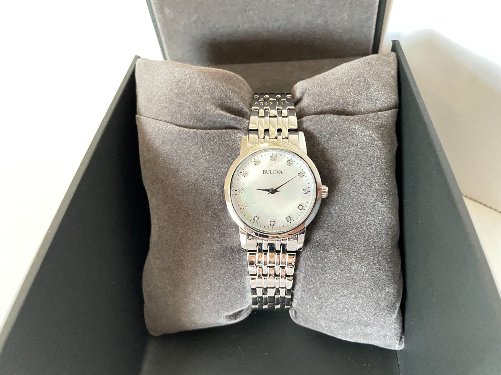 Bulova Women’s Classic Wristwatch Mother-of Pearl Silvertone Stainless Steel New