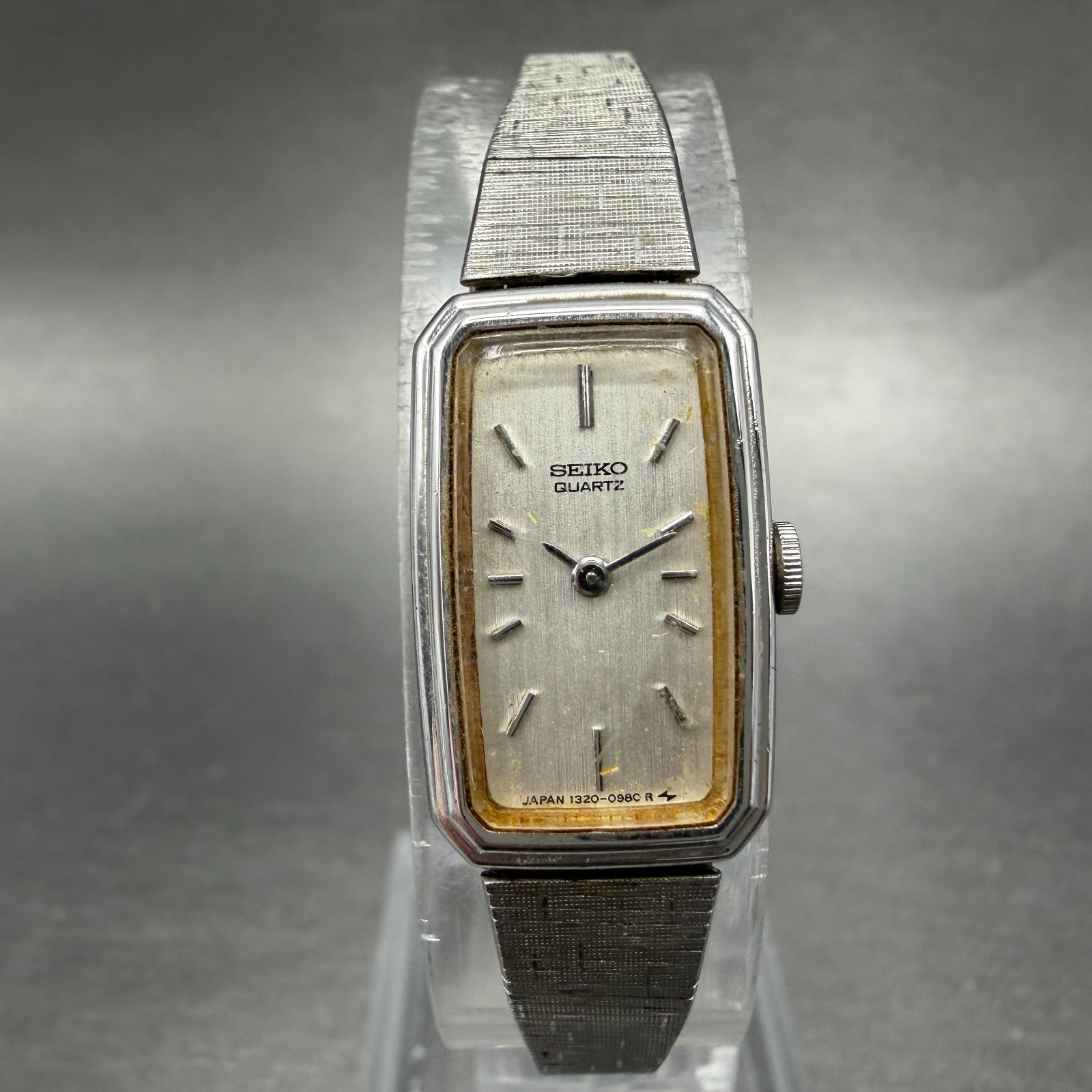 Seiko Watch Women 13mm Silver Dial Silver Tone Rectangle 1320-5779 New Battery7