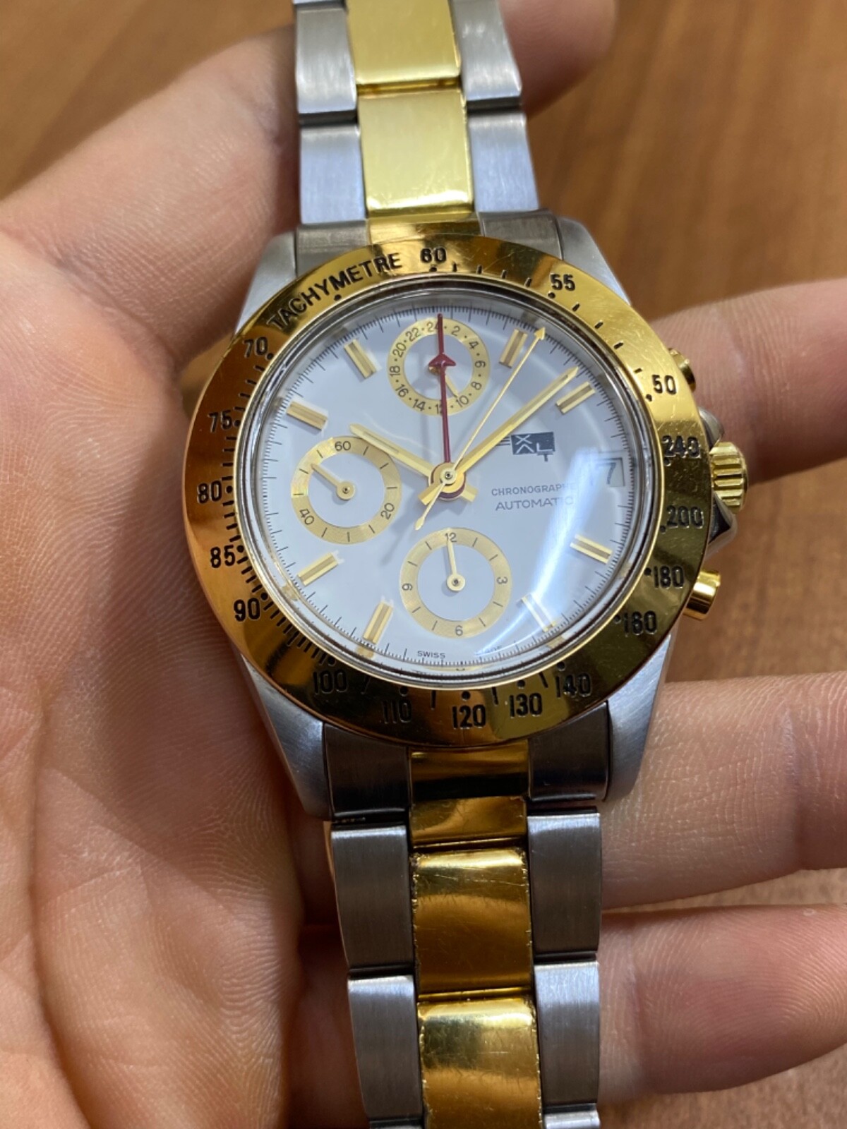vintage EXALT watch Chronograph Lemania 5100 Automatic Date Demi PLS READ