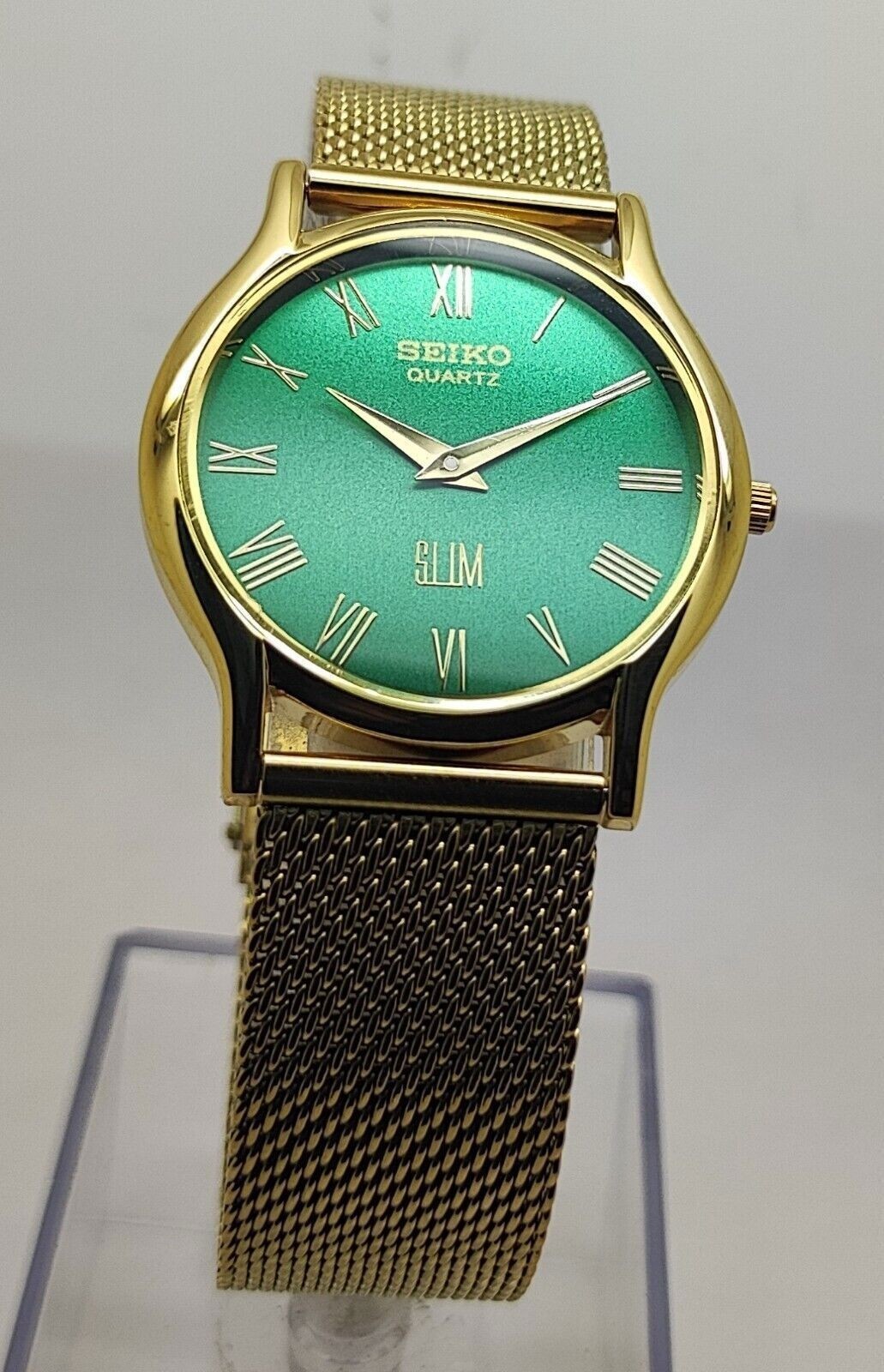 Vintage Seiko Slim Quartz Japan Made Green Dial Gold Plated Men’s Wrist Watch