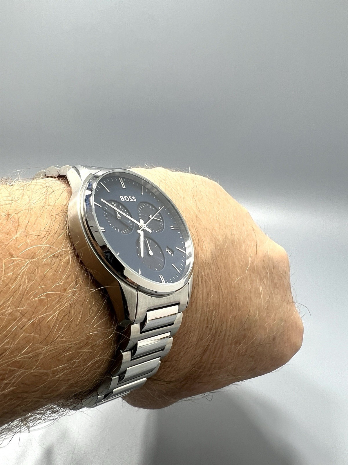 Hugo Boss Dapper Chrono Blue Dial Men’s Watch| HB1513927 Stainless Chrome Bezel