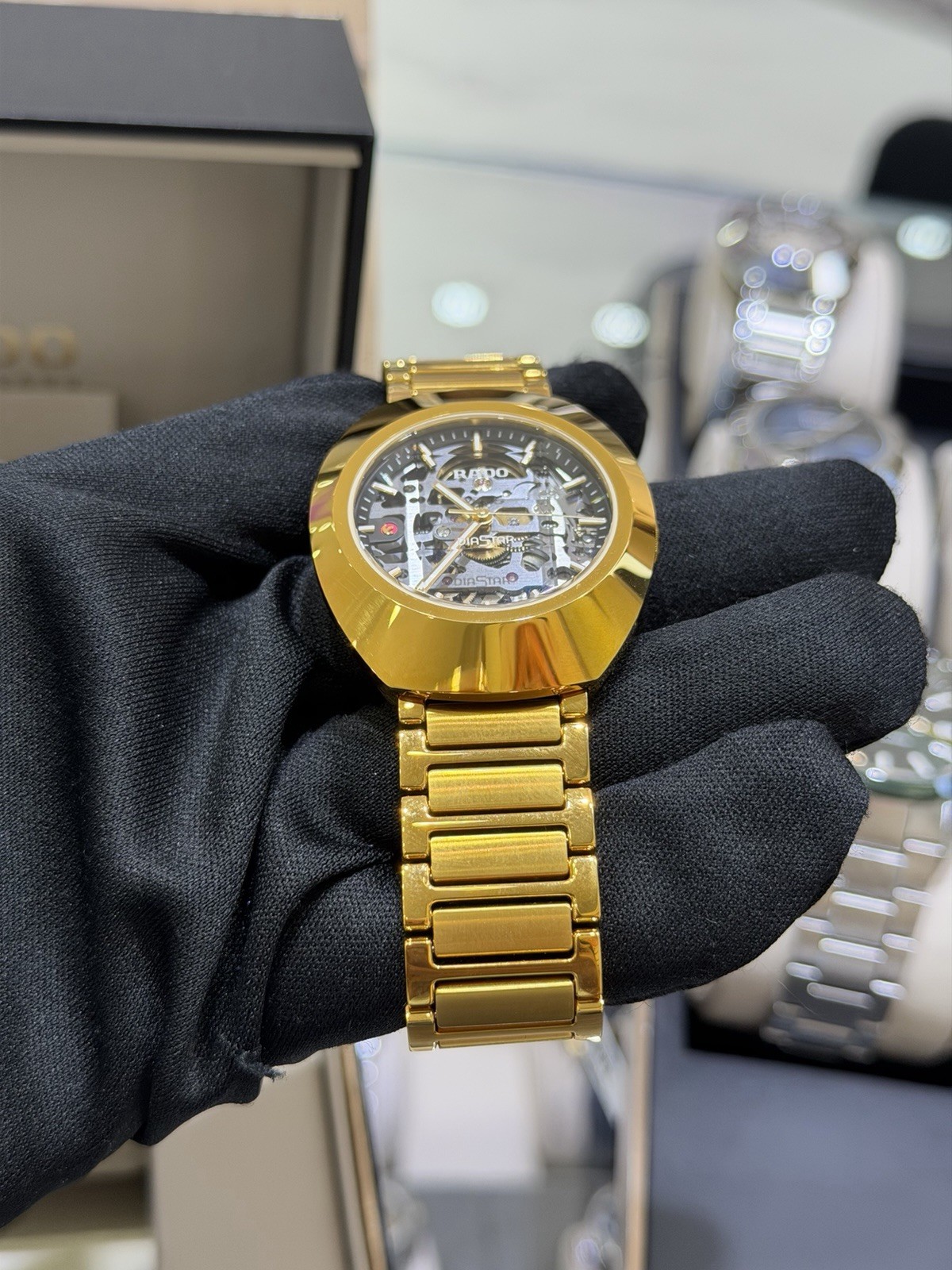 New Rado Original Automatic DiaStar Skeleton Yellow Gold Men’s Watch R12164153