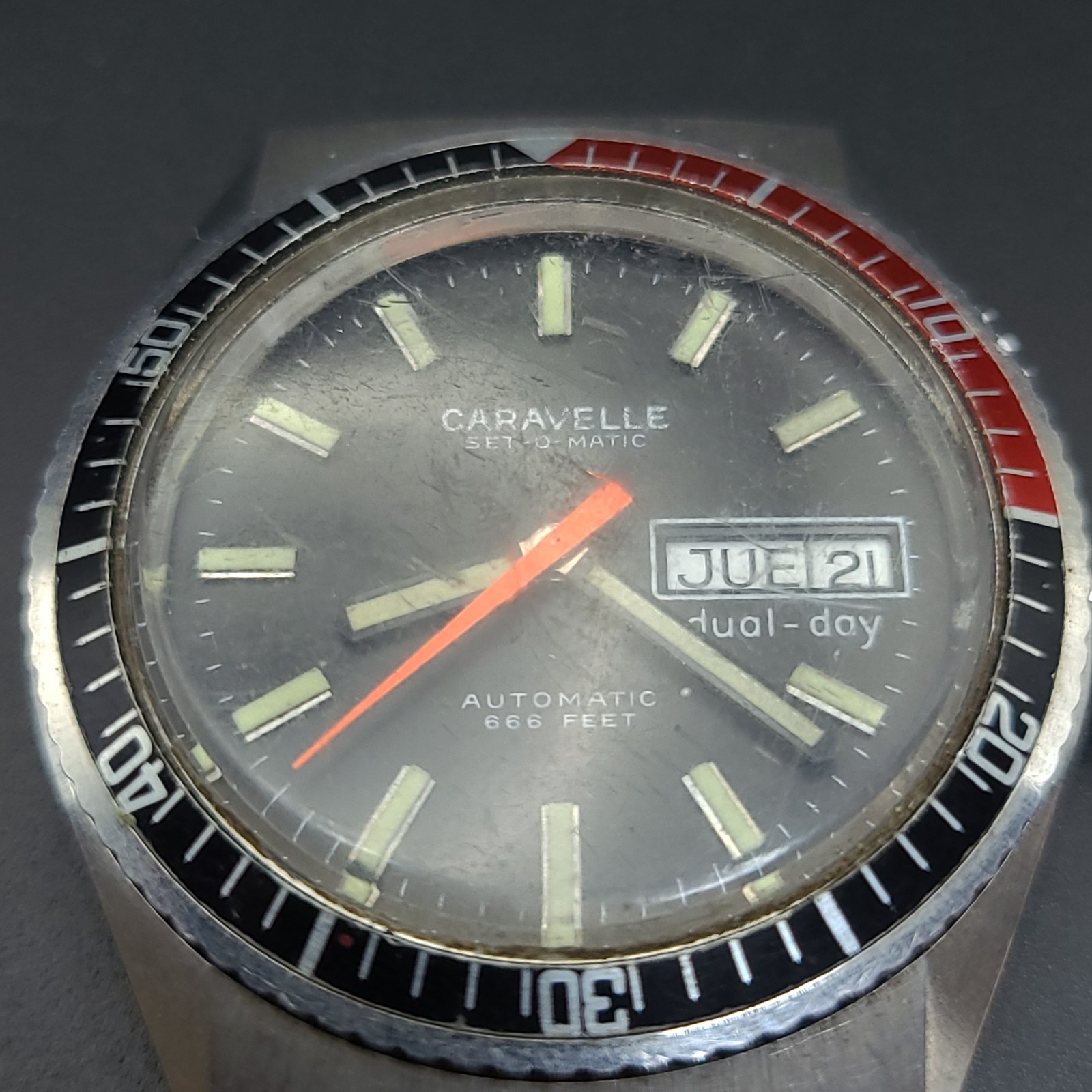 Vintage 1978 Caravelle Set-O-Matic Devil Diver 666ft Automatic Watch Part Repair