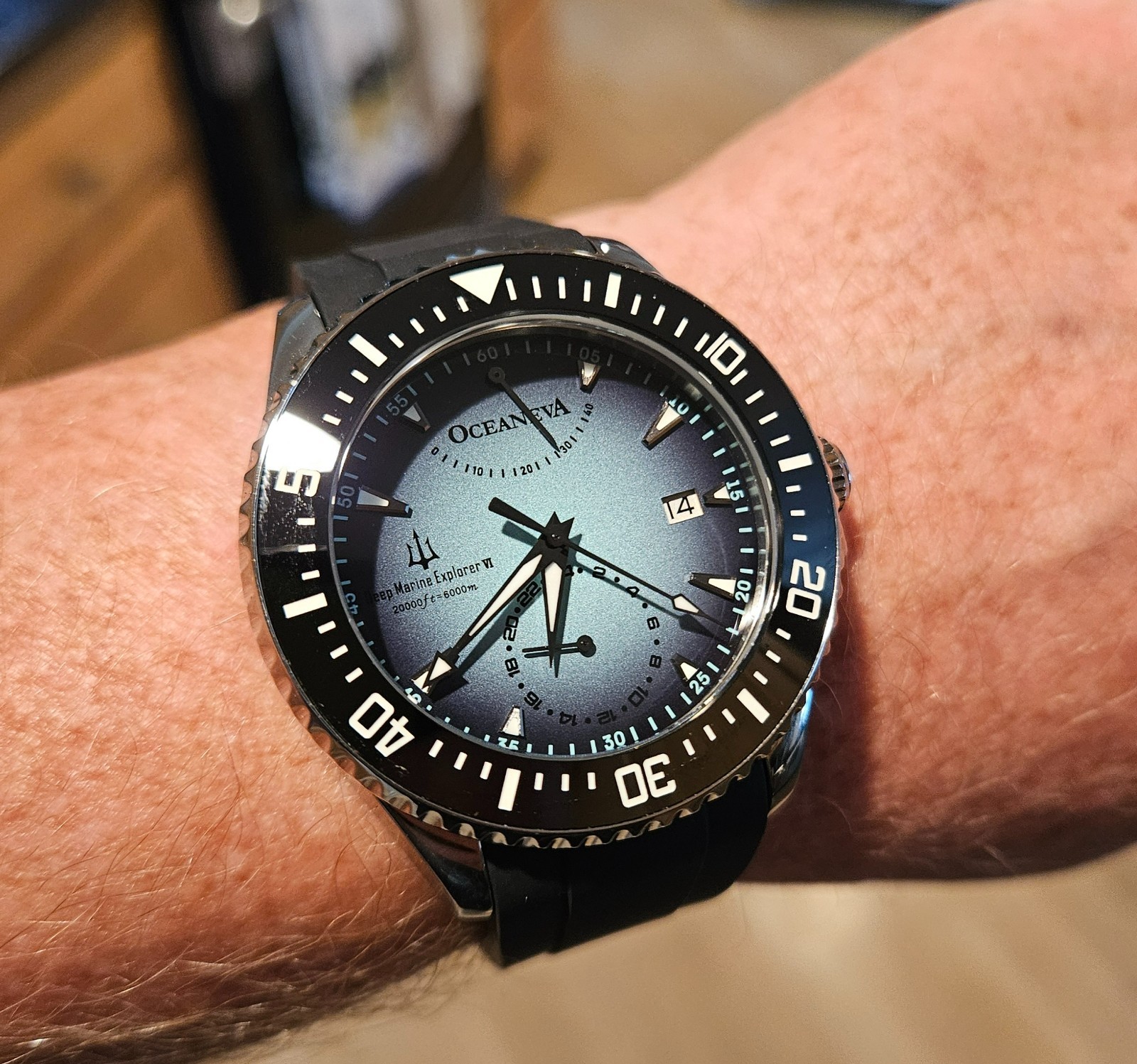 Oceaneva Power Reserve 6000m Automatic Grade 5 Titanium Watch Yellow
