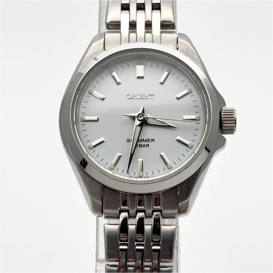 ORIENT QB2M-Q0 Swimmer 10BAR Quartz Women Watch Silver Dial Japan Analog In hand