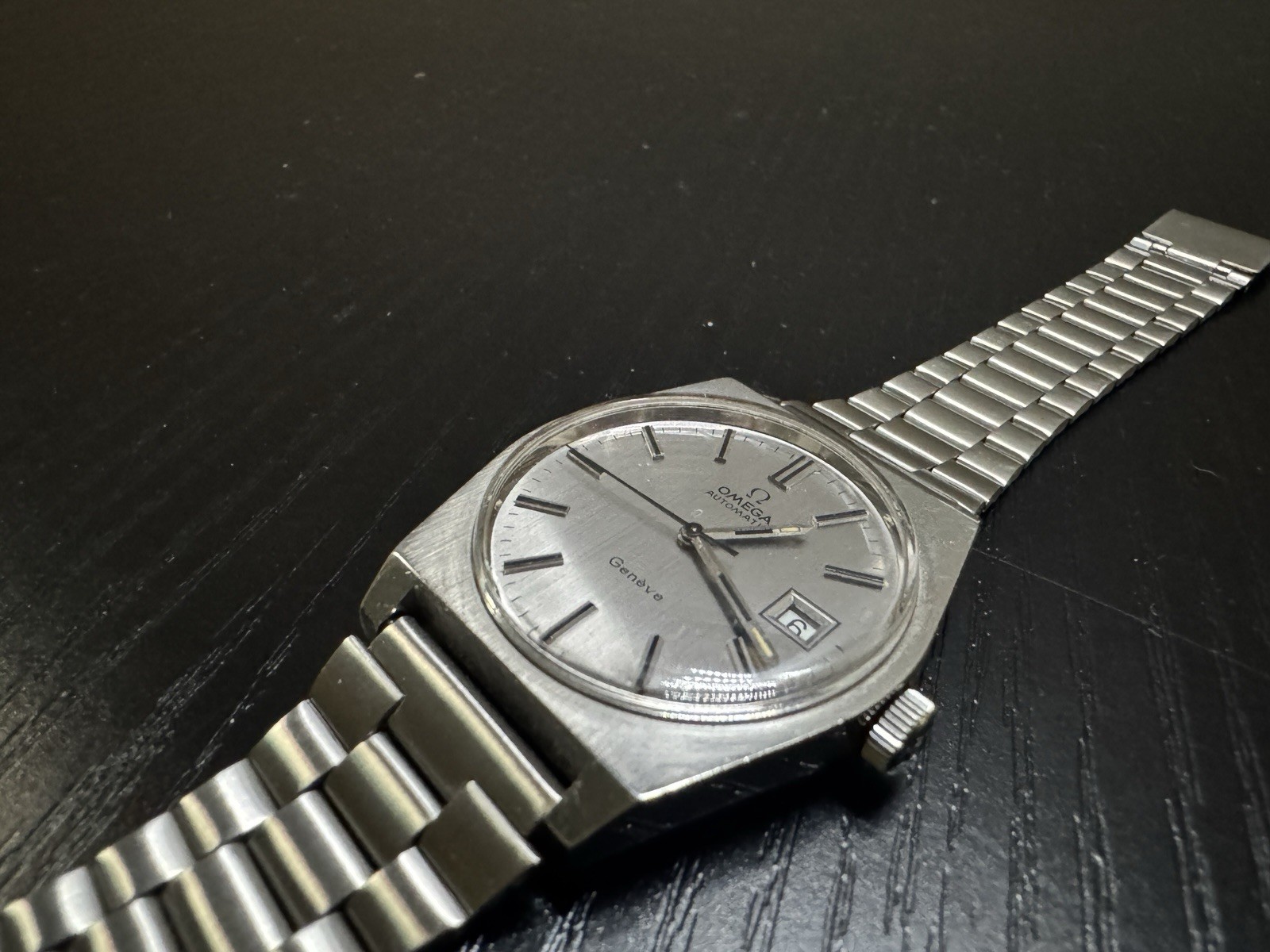 OMEGA Geneve Automatic Silver Dial Date Stainless Steel Bracelet Stick Indices