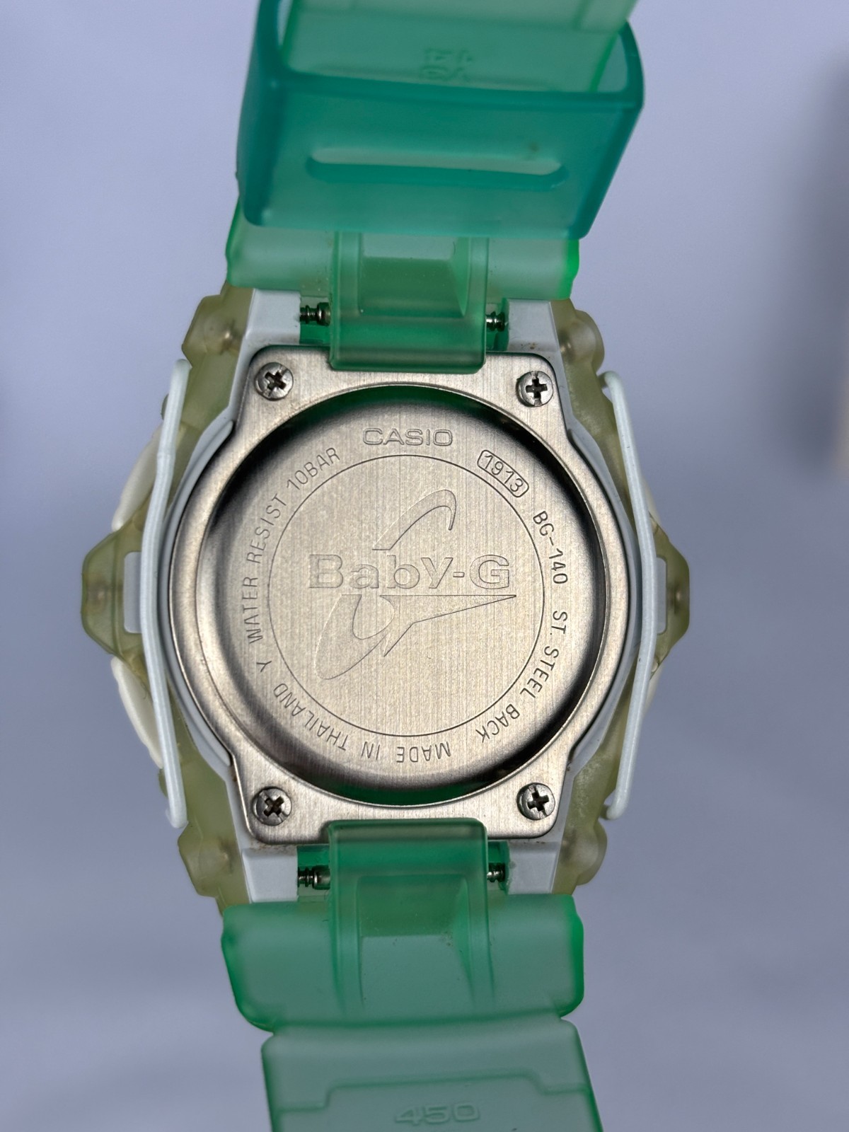 Vintage Casio Baby-G BG-140 Green Jelly 1913 Digital Watch New Battery 10BAR