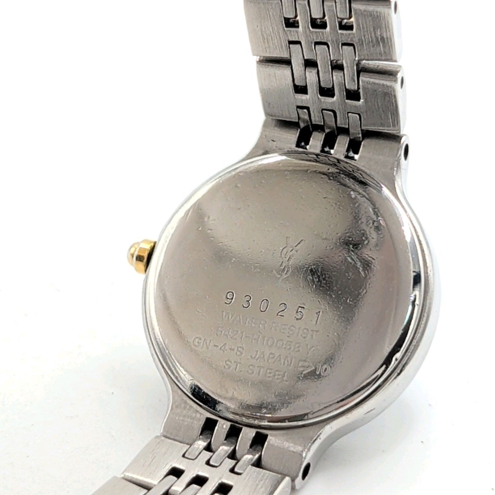Yves Saint Laurent 5421-H10058 Y Cut Glass Quartz Silver Blue Dial Wristwatch