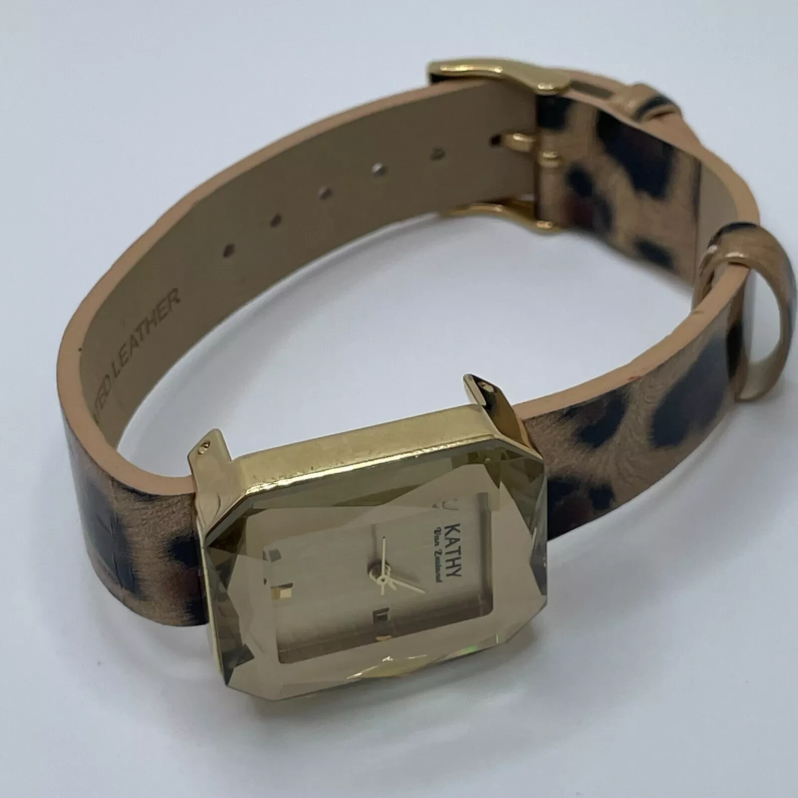 Kathy Van Zeeland Watch Womens 24mm Case One Piece Leopard Look Strap Quartz