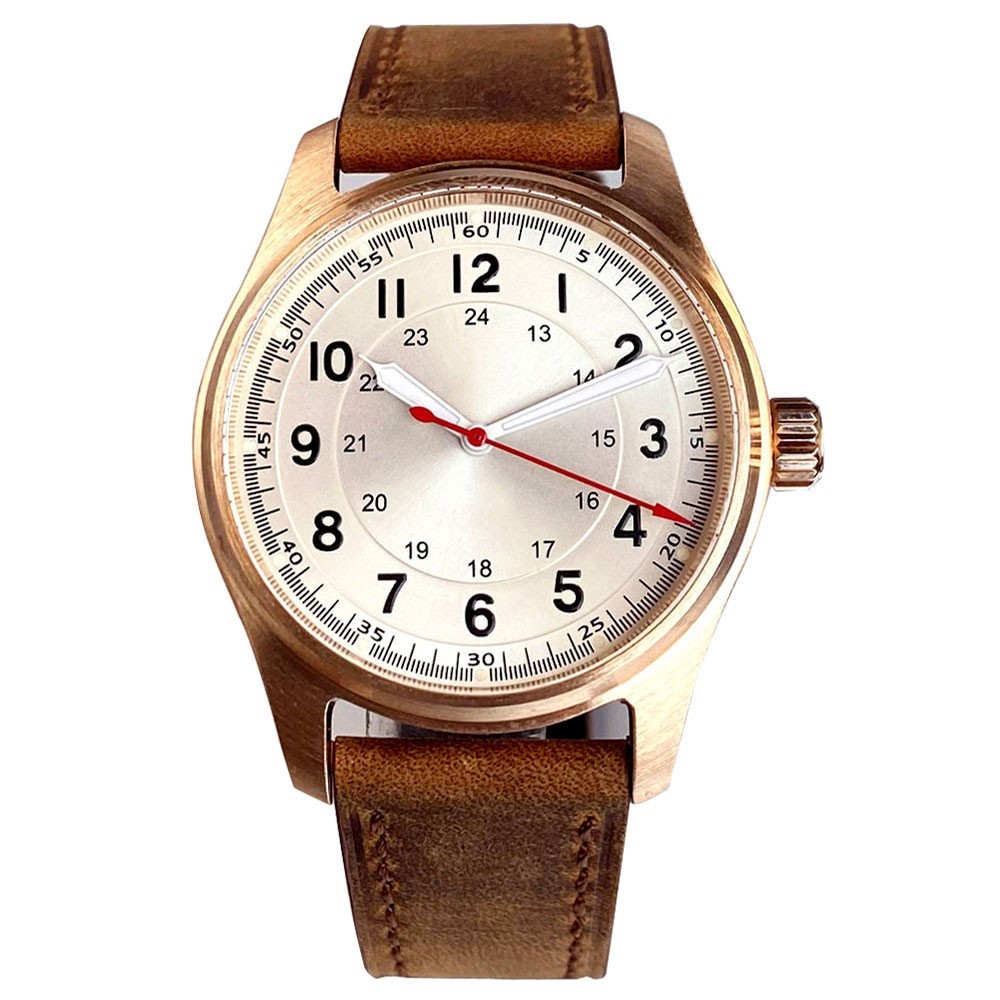39mm Pilot Solid Cusn8 Bronze Sapphire 20ATM NH35 PT5000 Auto Movement Men Watch