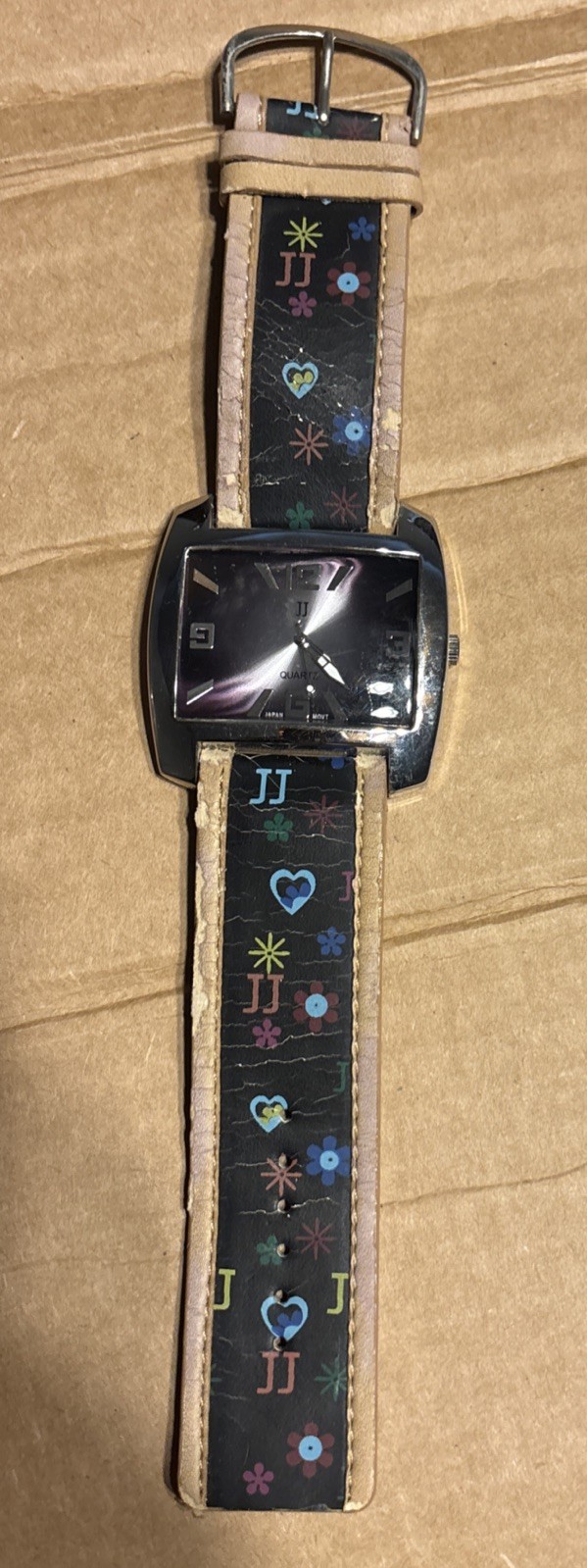 Vintage Y2K JJ’s Australia Pop Art Cuff Watch Heart Flower Doodle Retro RUNS