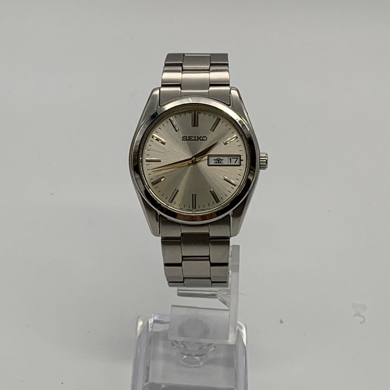 SEIKO Selection SBTH007 Quartz Men’s Watch Silver Day Date Used Japan