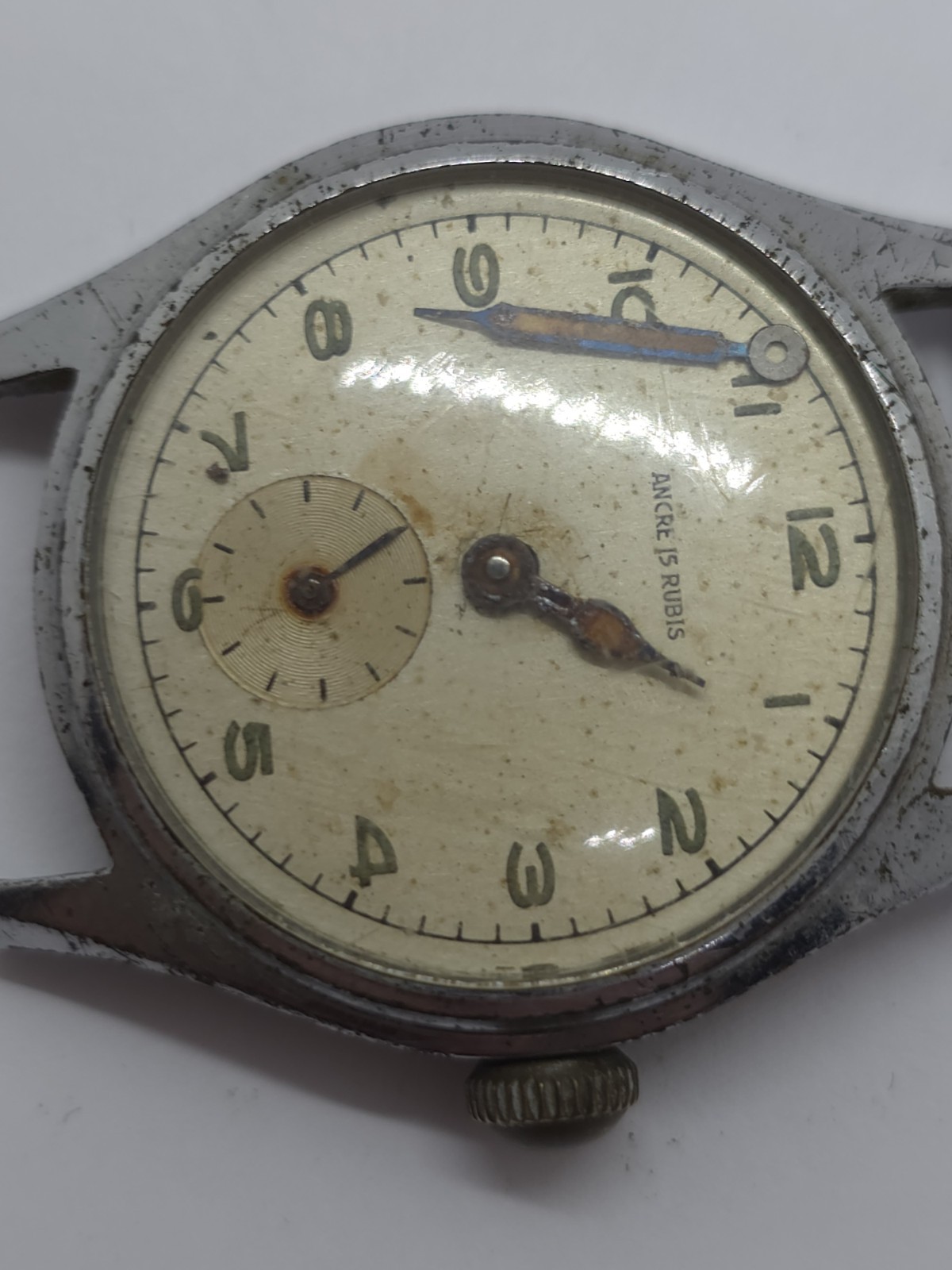 Vintage Ancre 15 Rubis Military Watch WWII Cal. Cupillard 233 From 1930 Balance