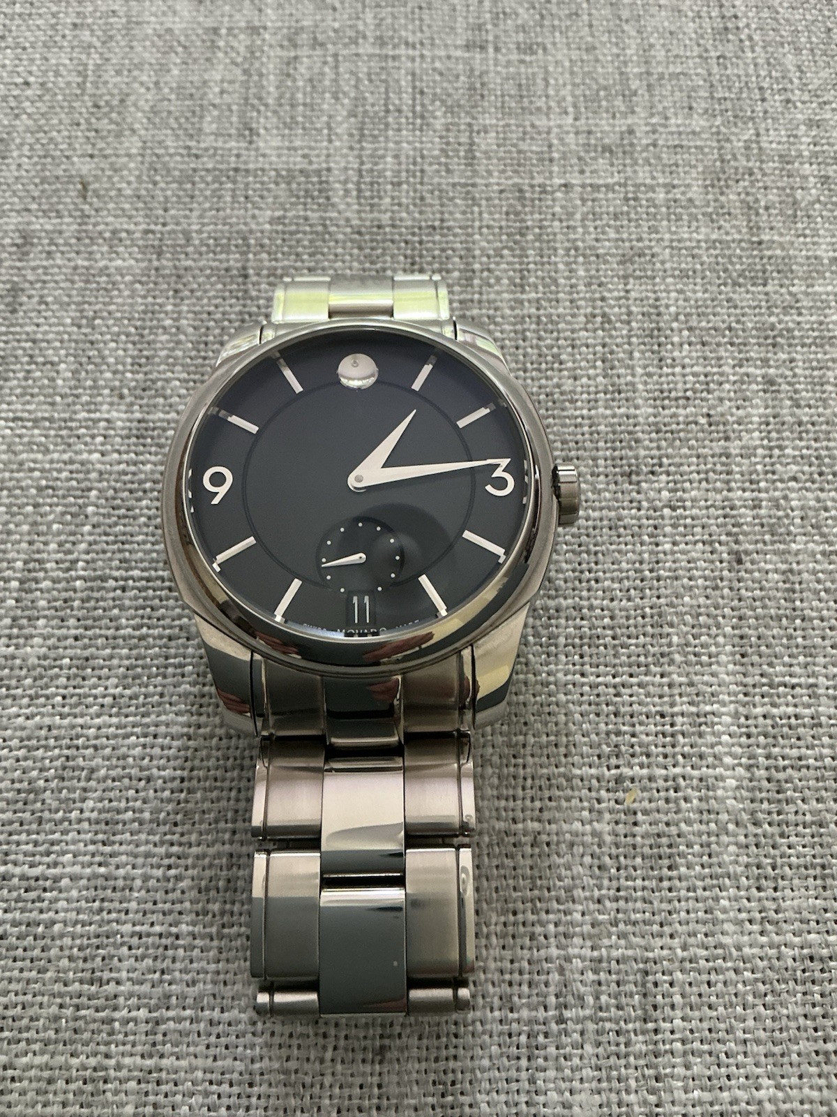 Movado LX Men’s Swiss-Made Watch 42mm Black Dial Stainless Steel Case