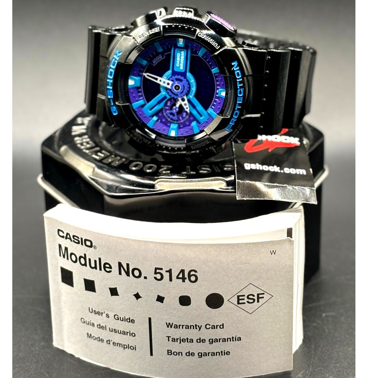Casio G-Shock GA-110HC-1A Hyper Color Blue Purple Men’s Watch NIBWT
