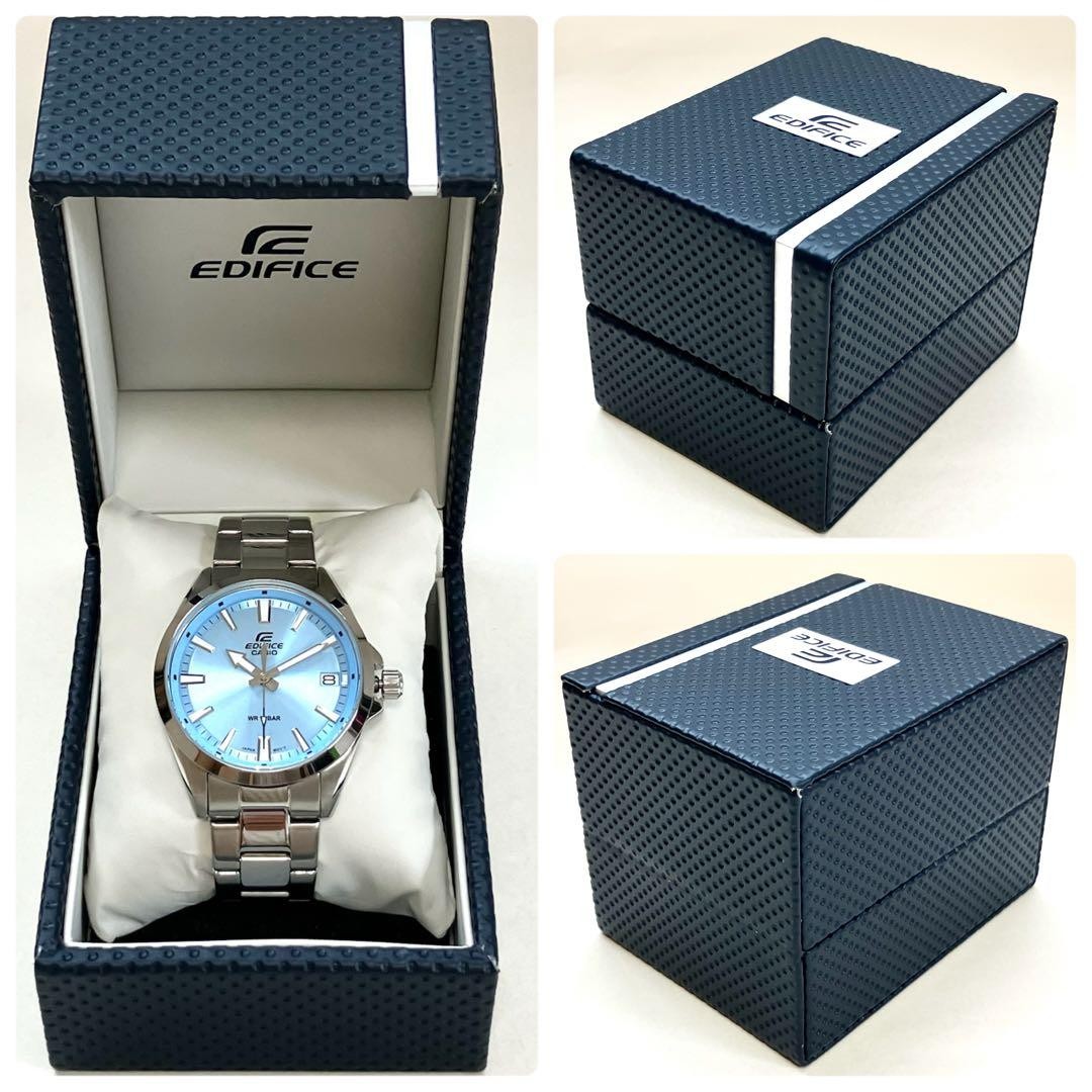 Casio Edifice EFV-100DJ-2BJF Quartz Mens Watch Light Blue Dial Full Metal Japan