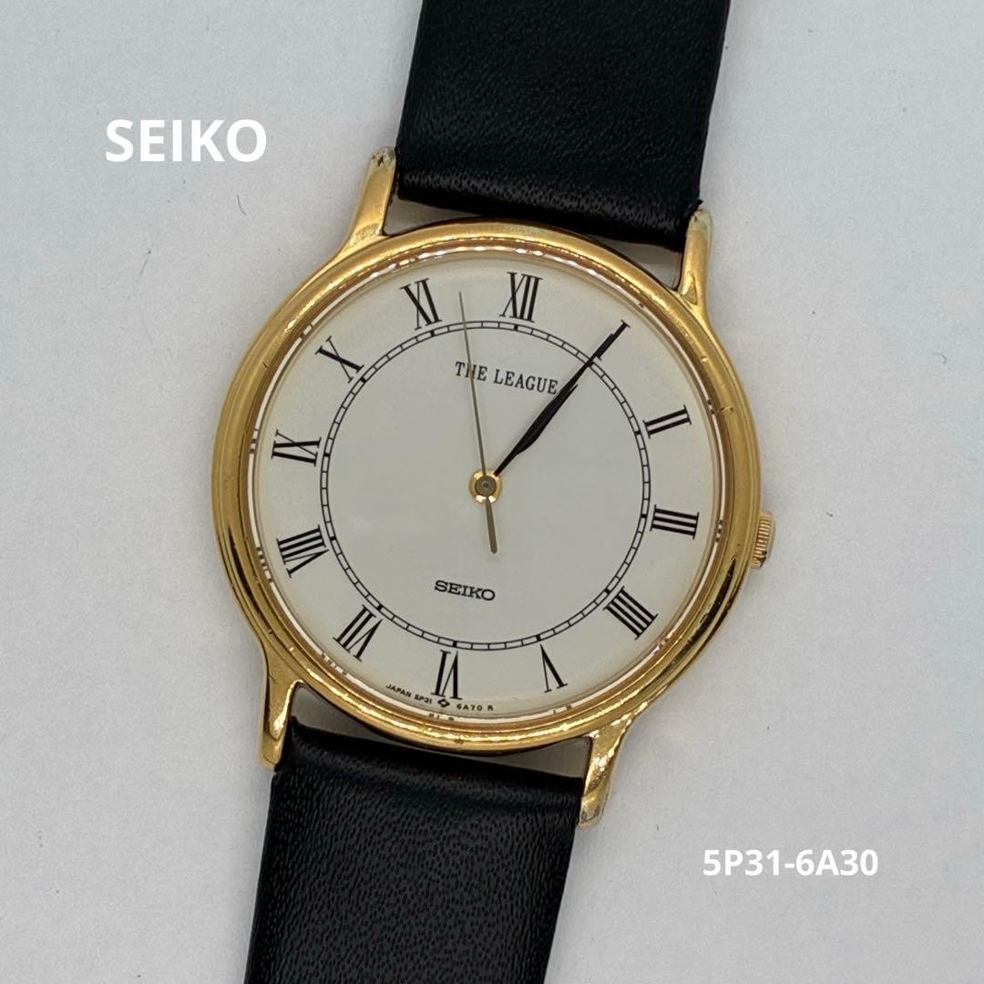Excellent SEIKO Dress Formal Quartz 1986 Battery 5P31-6A30 Auth Japan