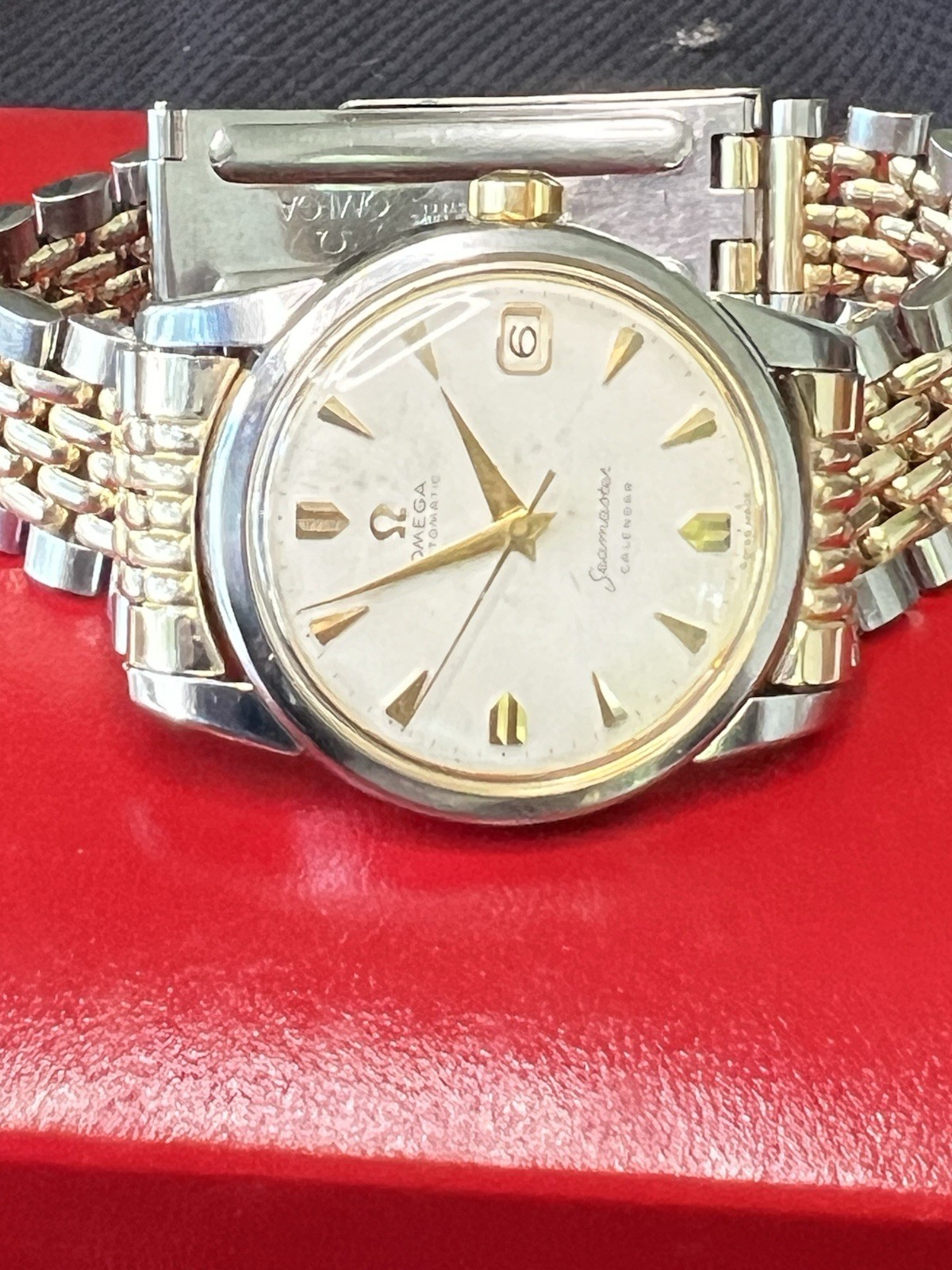 Vtg Omega Seamaster Calendar Watch, Auto Beads of Rice & Arrow Markers, Ref 2849