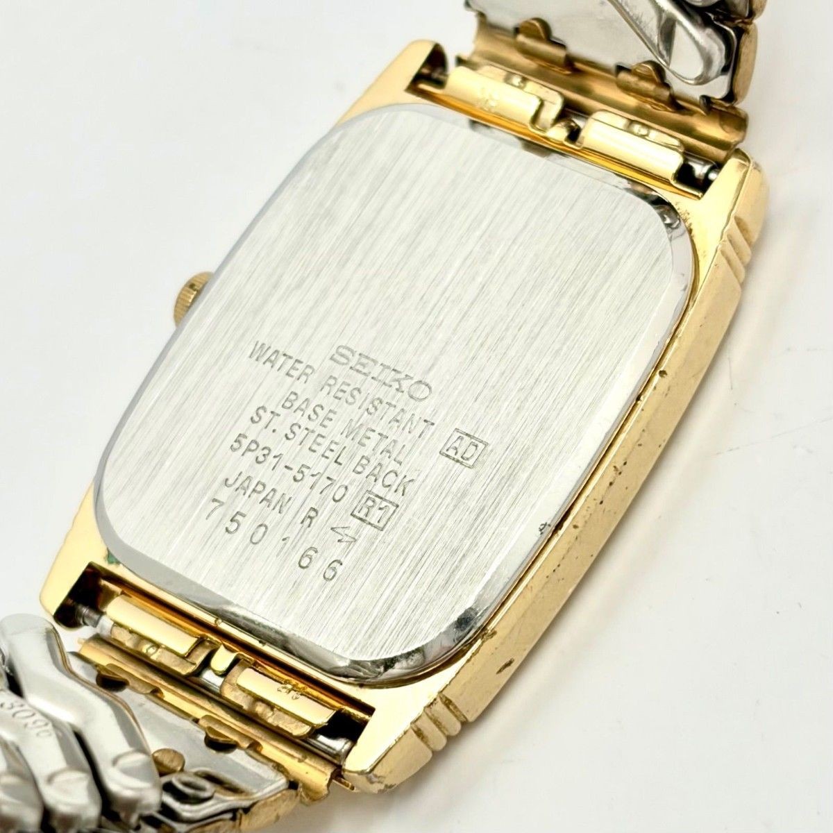New Battery SEIKO Men’s Watch Gold Rectangular 5P31 5170 750166