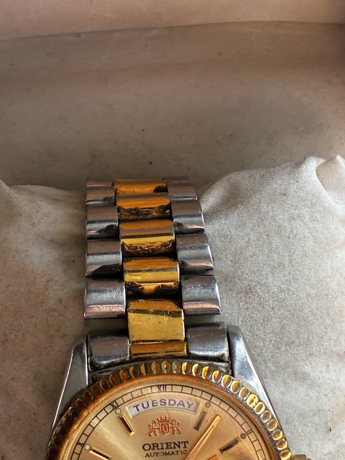 RARE Vintage Men’s Orient Automatic President Day Date Gold Dial Runs Great!