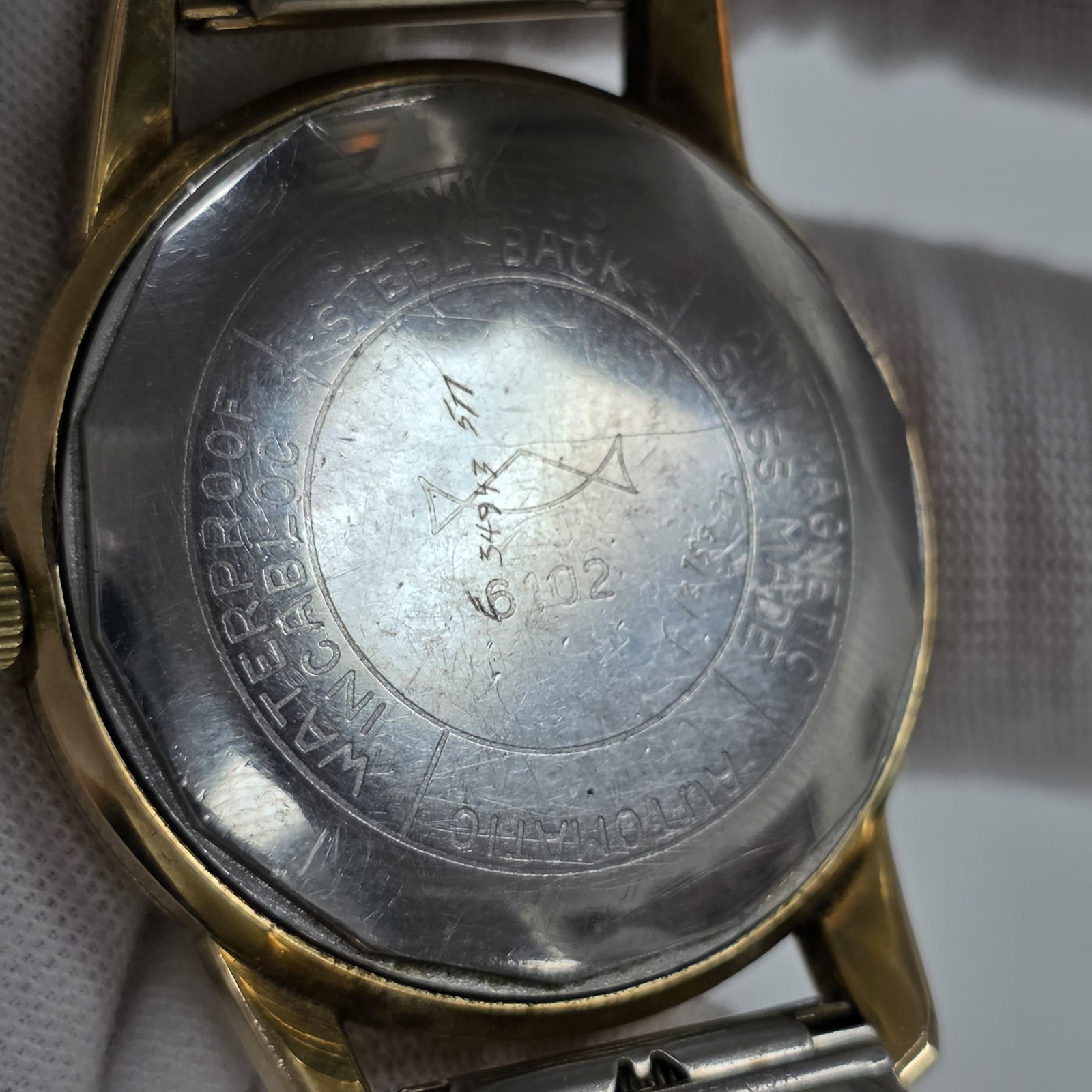 John Wanamaker Swiss Men’s 6102 Watch Arrow Second Automatic Cal AS 1580 Rare