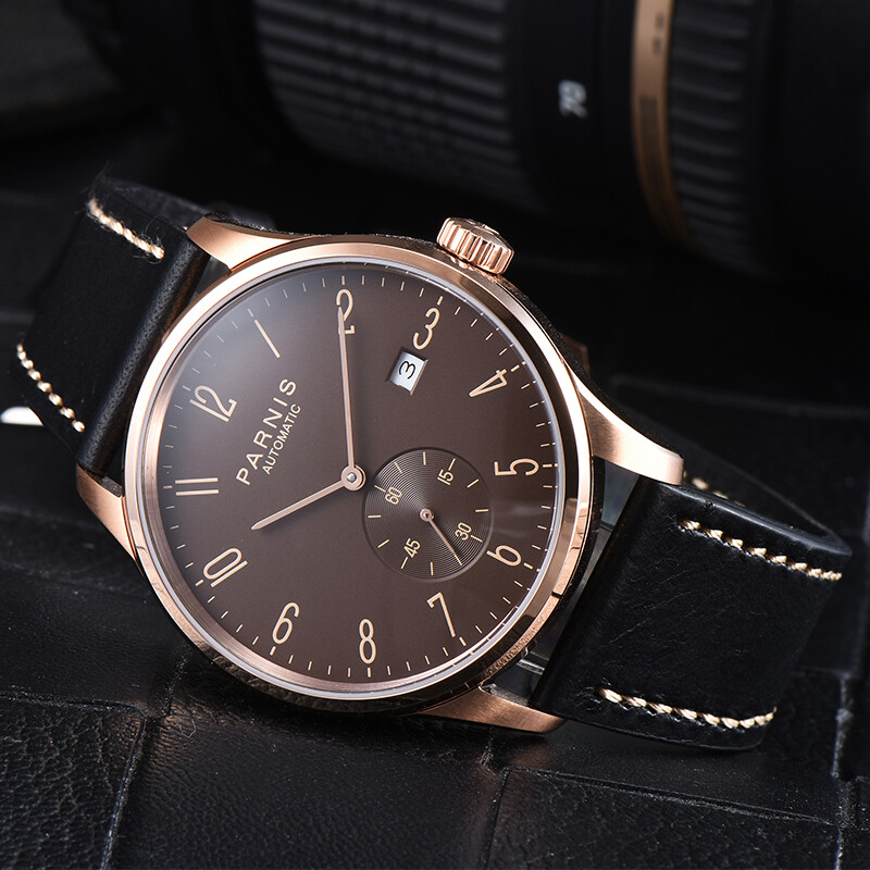 Parnis 41.5mm Automatic Movement Men’s Boys PVD Coated Casual Wristwatch