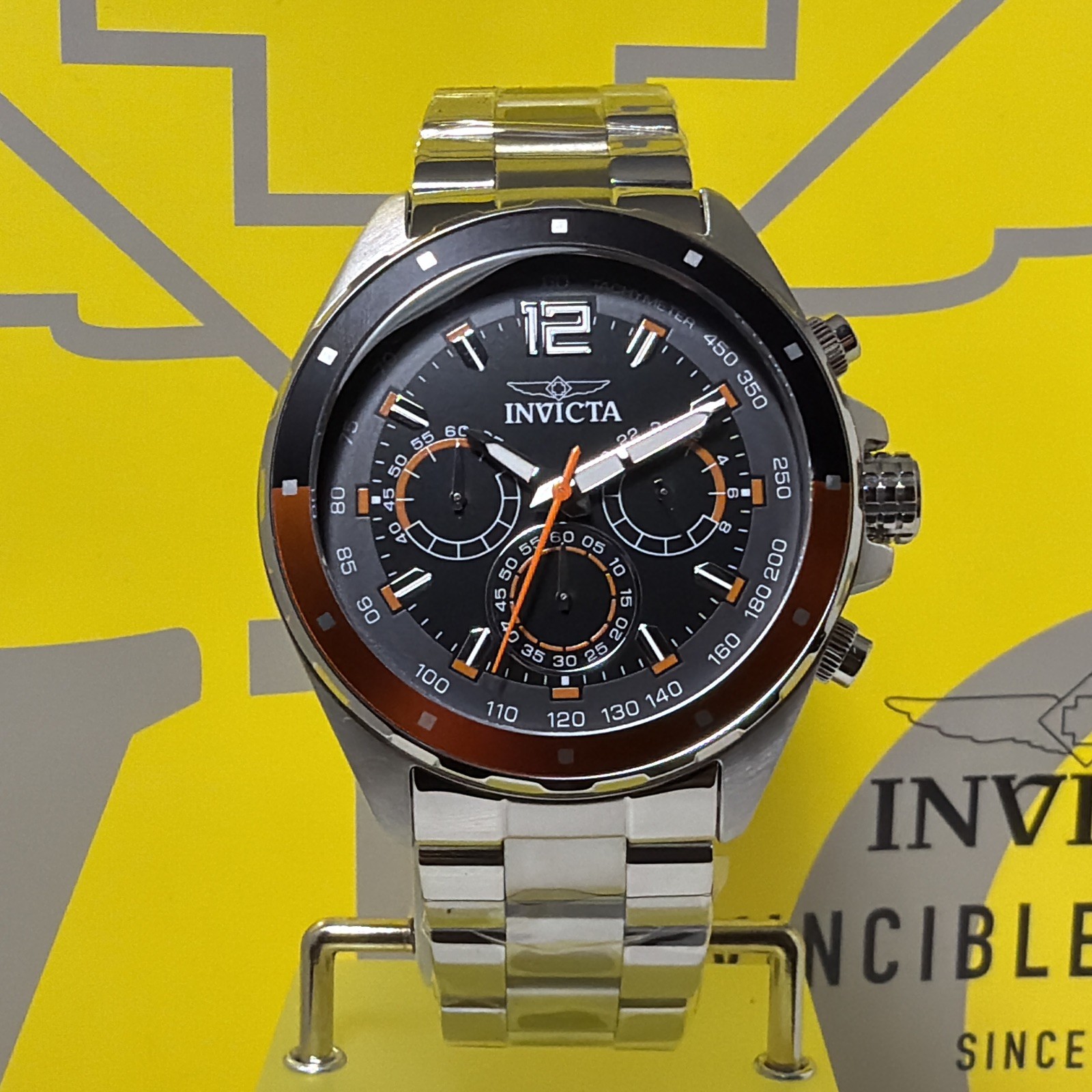 Invicta Speedway Men’s 44mm Chrono Watch StainlessSteel, W/Hard Case & Soft Case