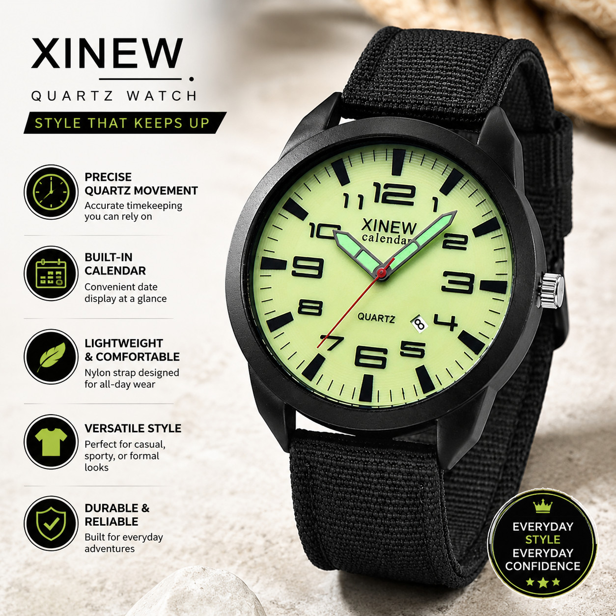 Men’s Fashion Wrist Watch Quartz Analog Daily Wear Casual Business Dress Watch