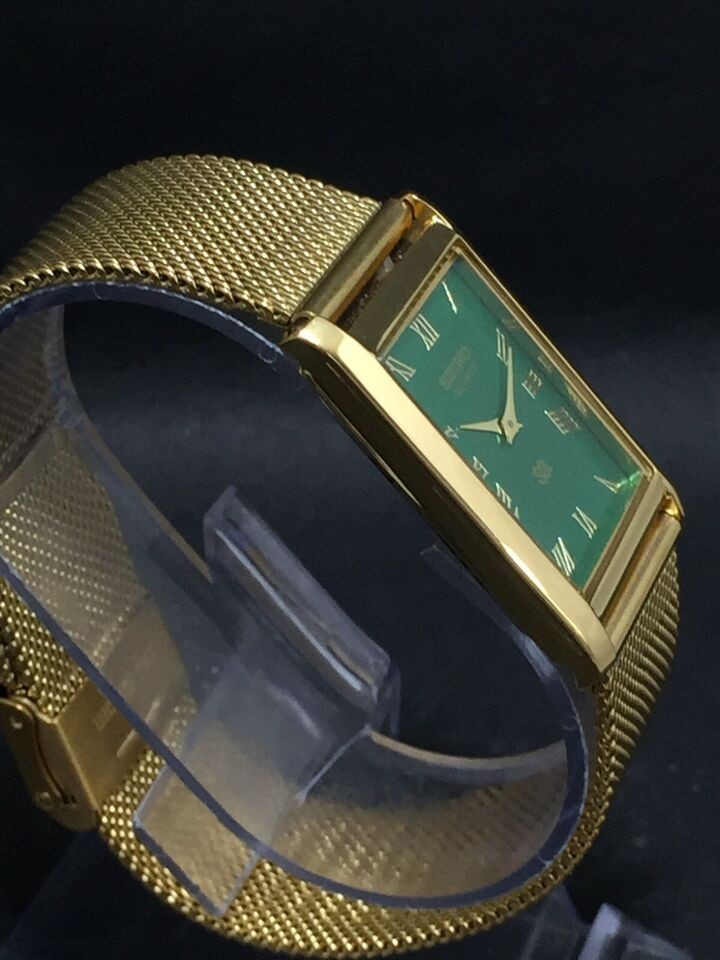 Vintage Seiko Slim Quartz Japan Made Green Dial Gold Plated Men’s Wrist Watch