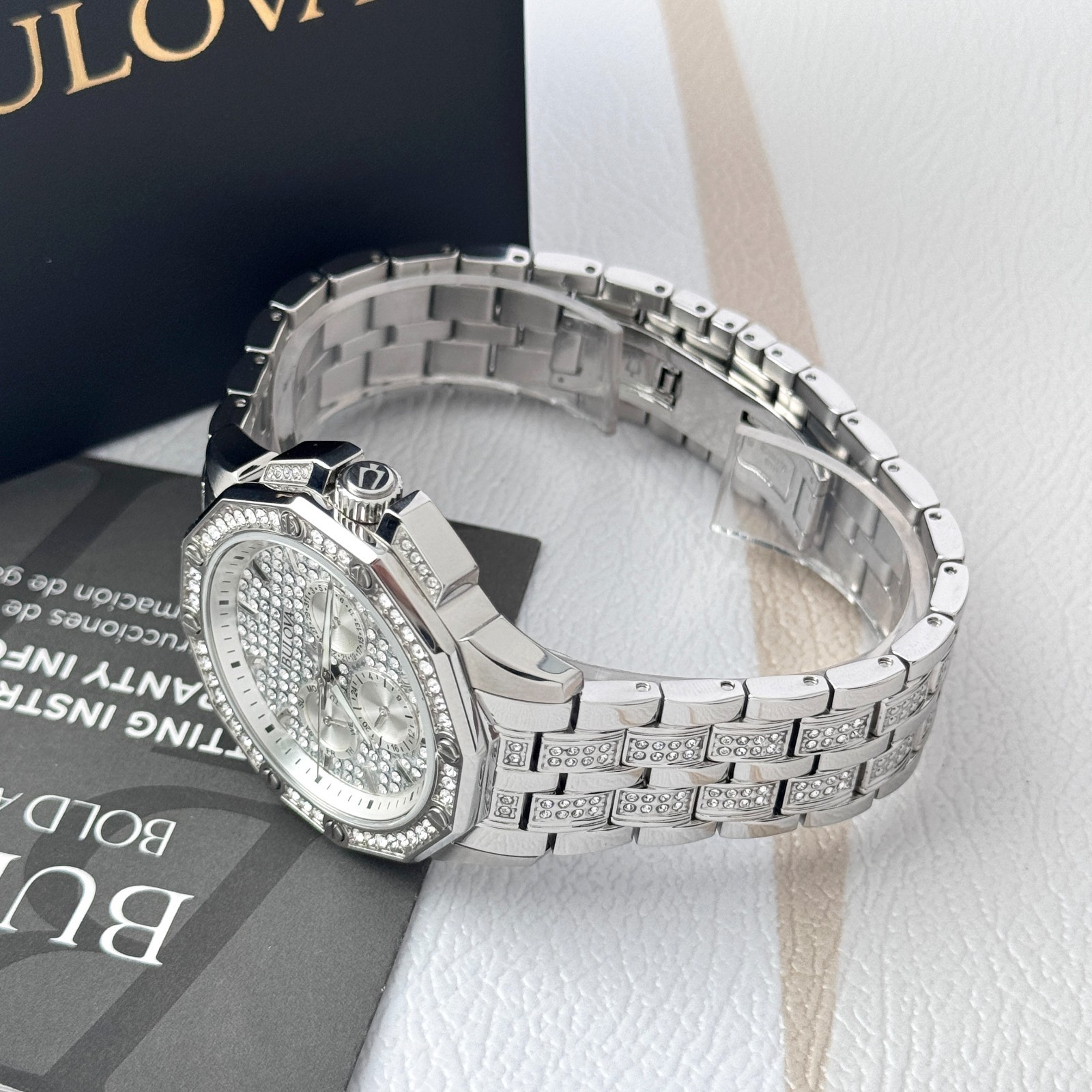 Bulova Men’s Octava Crystal Silver Stainless Steel Chronograph Watch 96C134