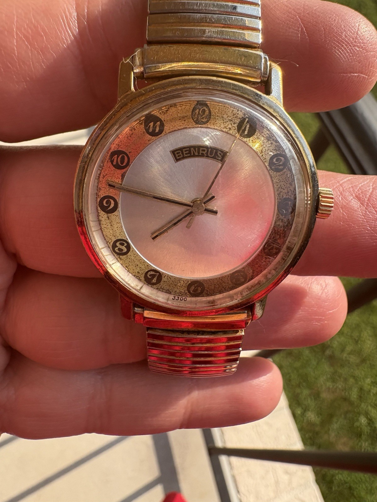 Vintage Benrus Mechanical Men’s Watch 3300 Two-Tone Dial Speidel Band Runs