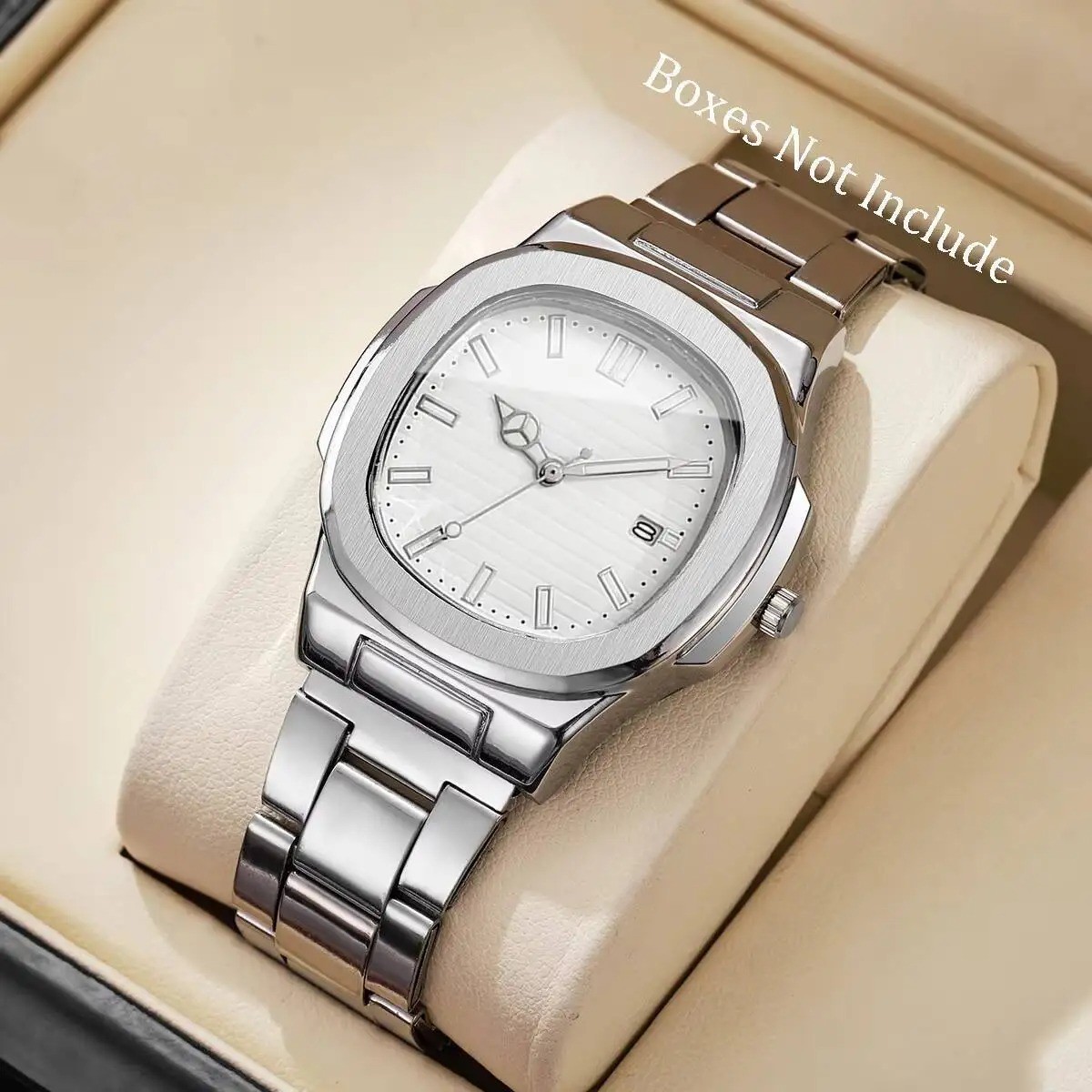 Montres d’affaires de luxe pour hommes, cadran carré, bracelet en acier inoxydab