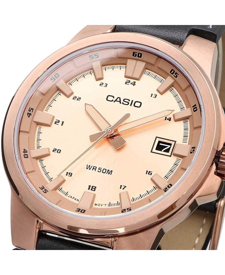CASIO Men Analog Quartz Casual Watch Classic Dress Golden Dial Waterproof Round