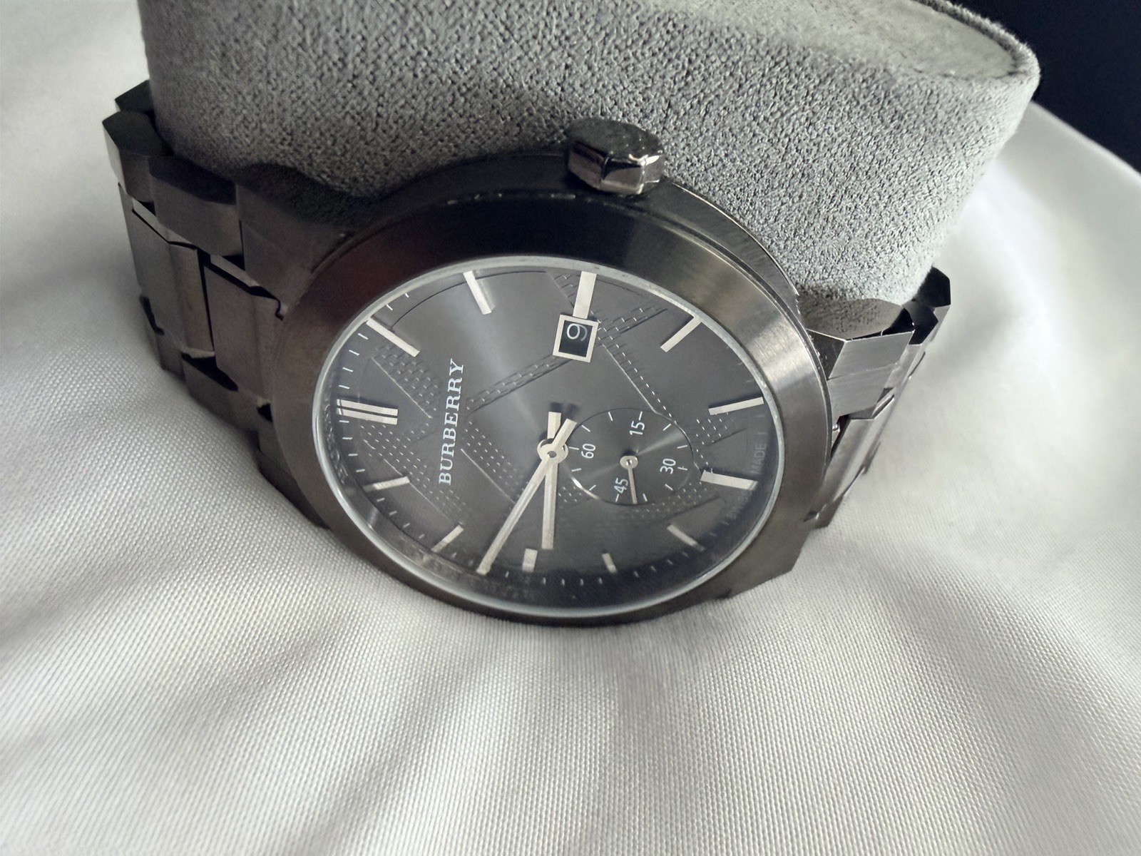 Burberry Men’s the City Gunmetal Stainless Steel Dial Watch BU9902 Retail $795