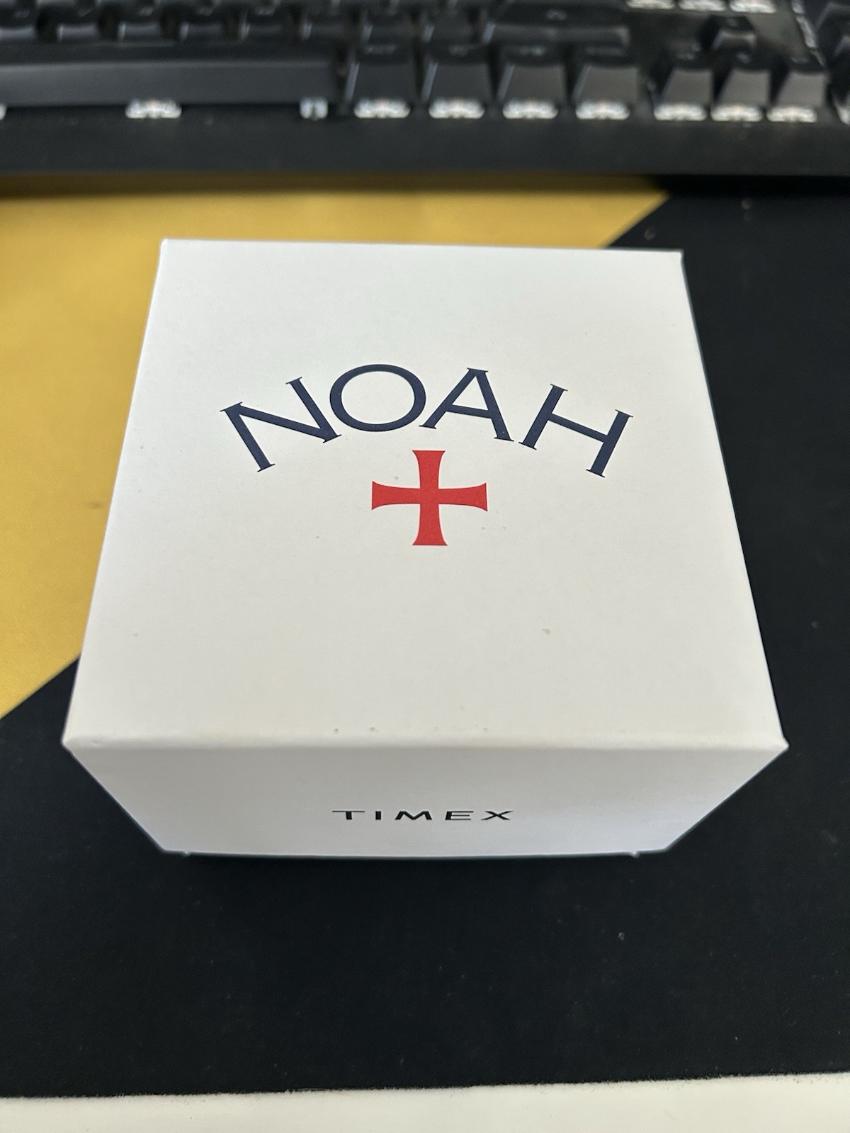 NOAH x TIMEX Oval Moon Phase Watch Black Leather Strap Gold Case