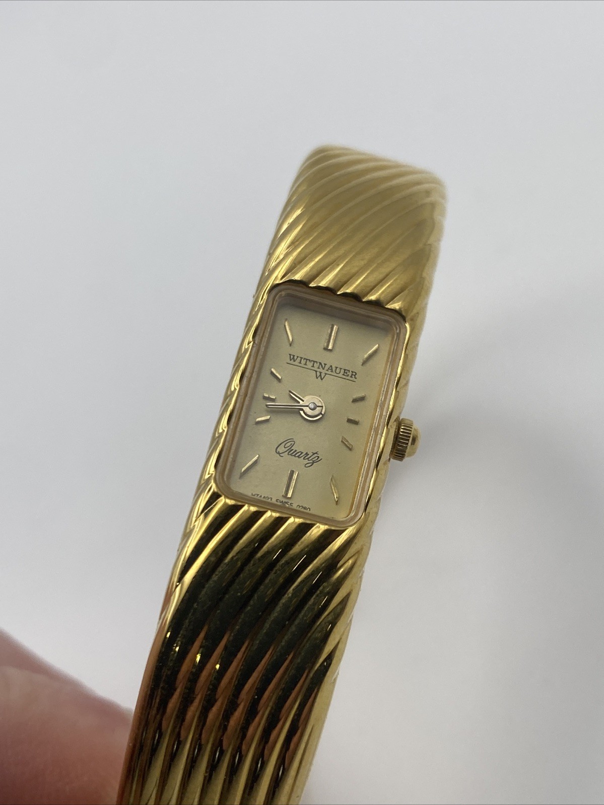 Wittnauer Women’s Gold Tone 12mm Cuff Watch New Battery 6.5”