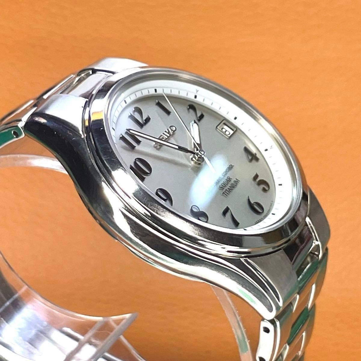 SEIKO SPIRIT 7B22 0AD0 Radio Solar Titanium Specification Silver Dial Excellent