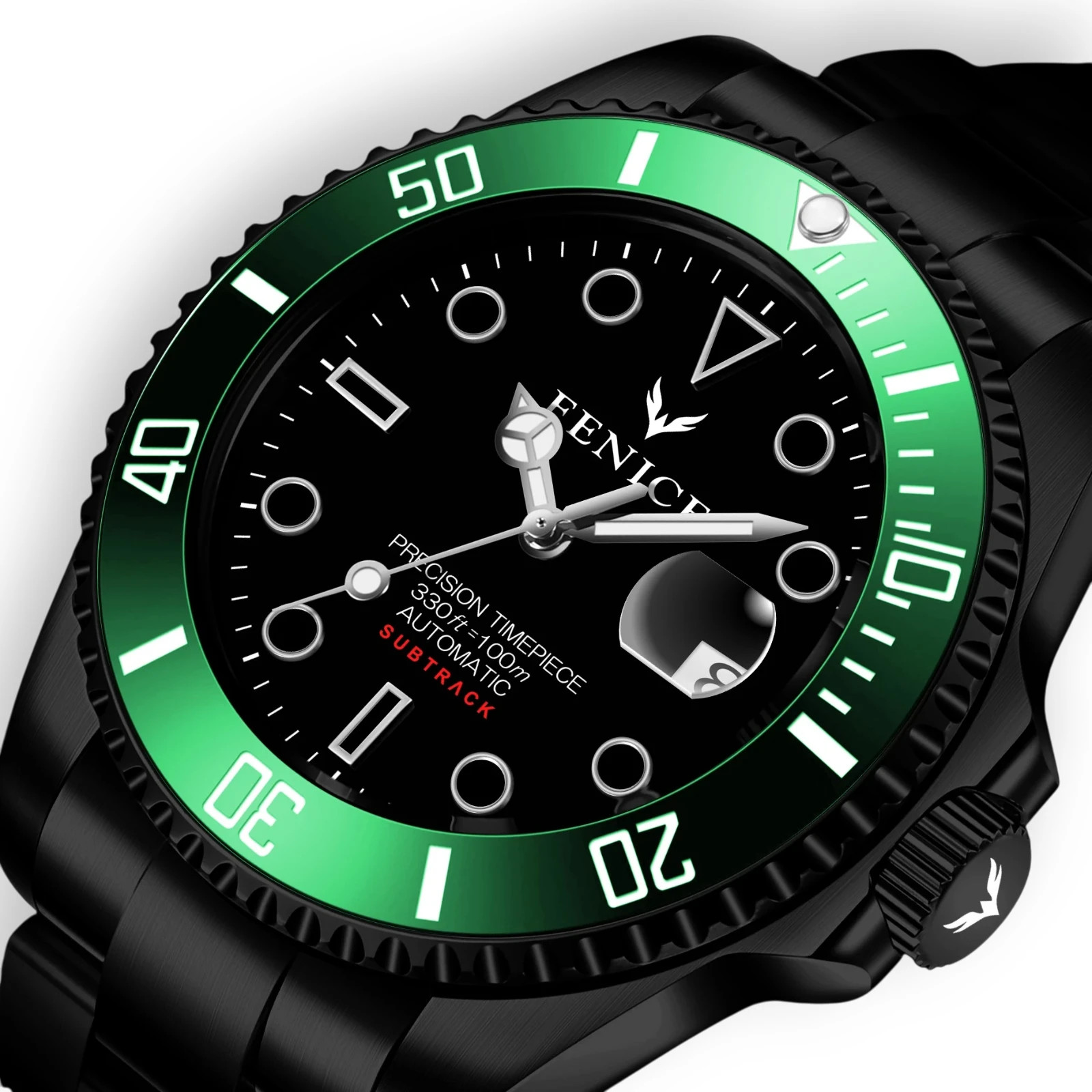 Fenice Subtrack Veridium Noir Automatic Watch 10ATM Miyota 21 Jewels