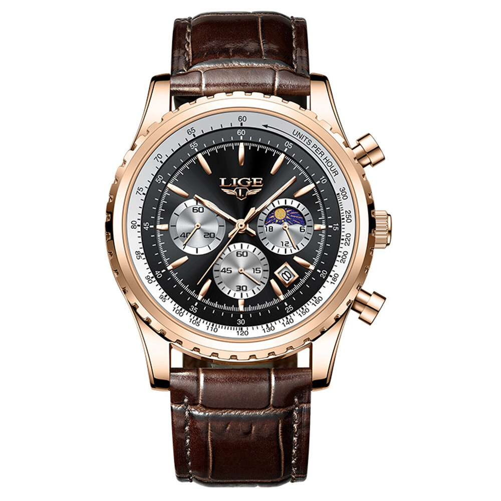 LIGE Men Business Watch Top Brand Luxury Men Wrist Watch Casual Leather Watches
