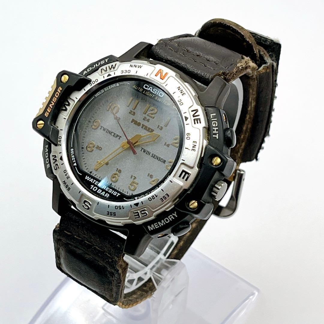 CASIO PRO TREK PRT-50 Leather Strap Men’s Watch, Working Condition From Japan