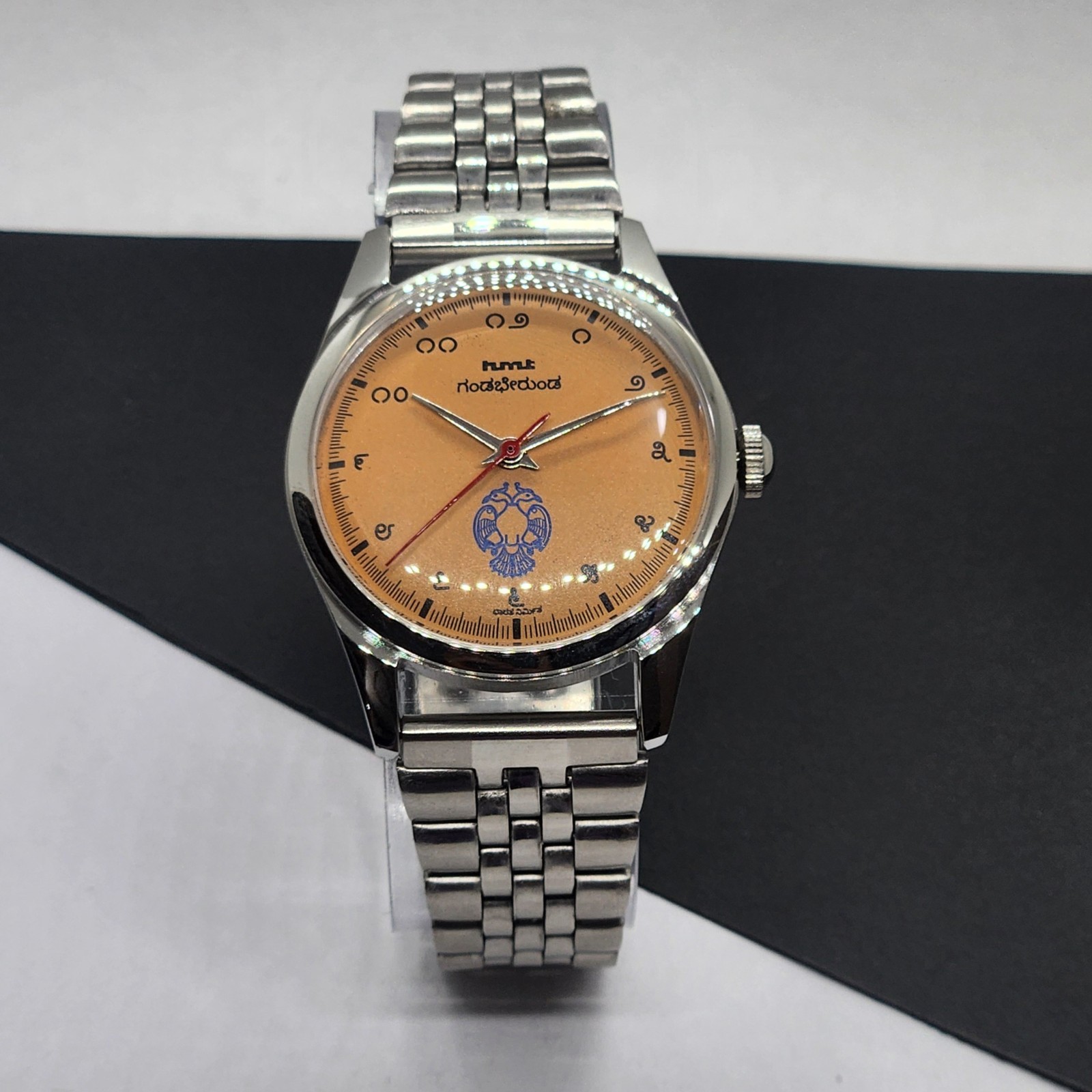 Vintage HMT Janata Kannada Orange Face Mechanical Hand Winding Wrist Watch A48