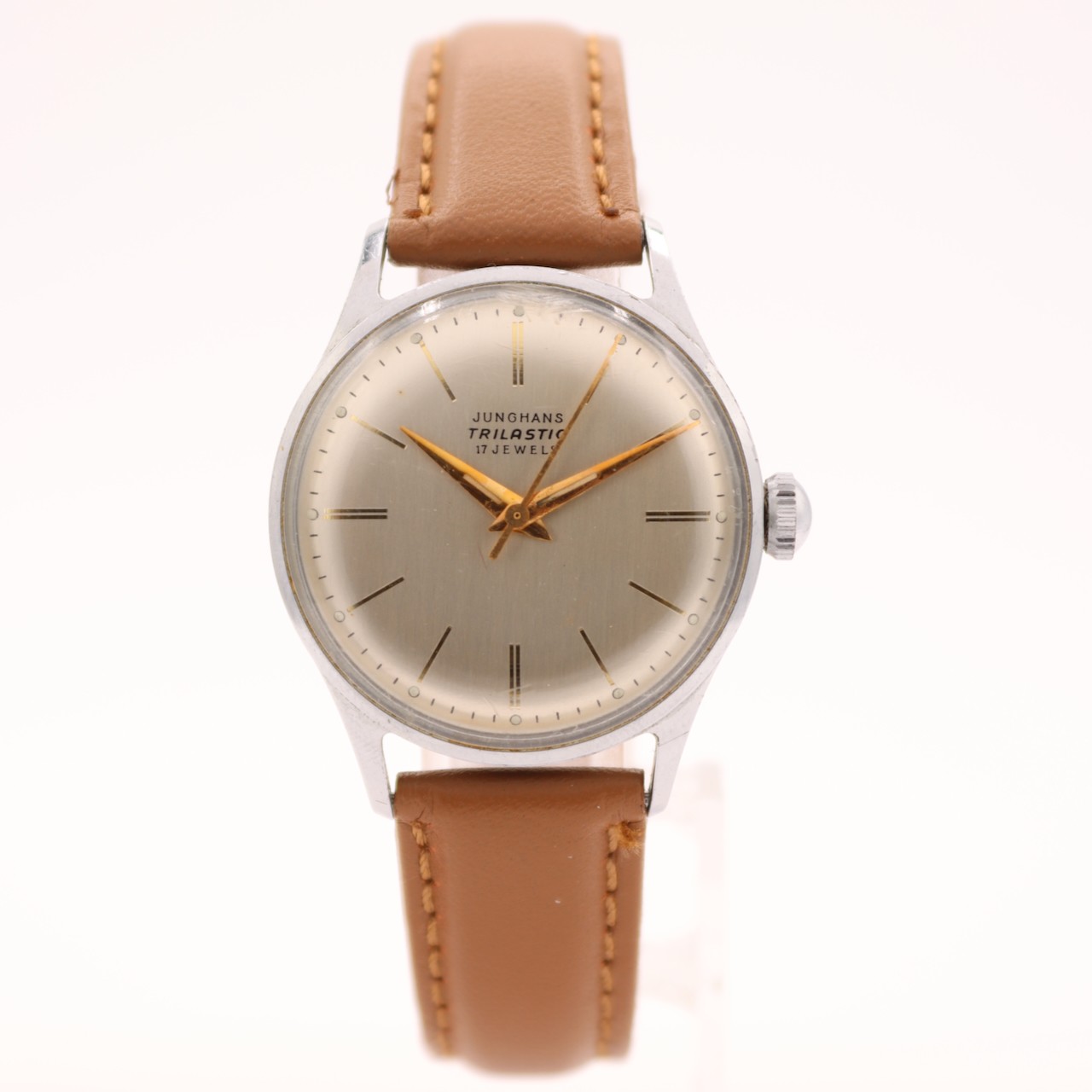 Vintage 30mm Junghans Trilastic 17J Men’s Mechanical Wristwatch Germany Chrome