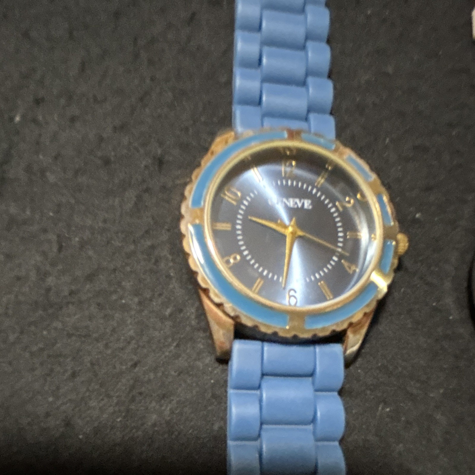 Geneve Lot of 4 Round Analog Watches Blue/White/Red/Black Rubber Straps