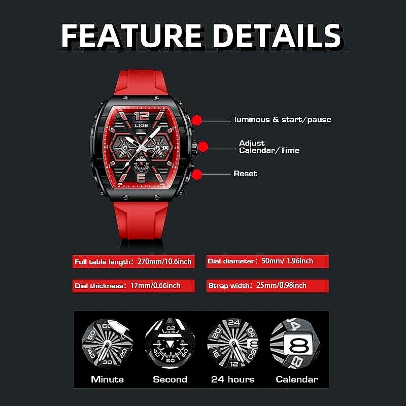 Mens Army Military Big Watch Quartz Date Chronograph Waterproof Sport Wristwatch