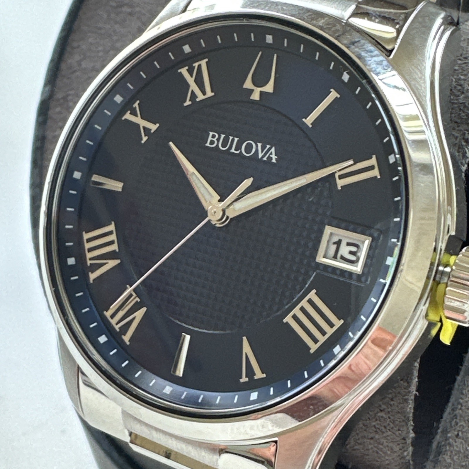 Bulova Wilton Men’s Quartz Silver-Tone Blue Dial Watch 41MM 96B386
