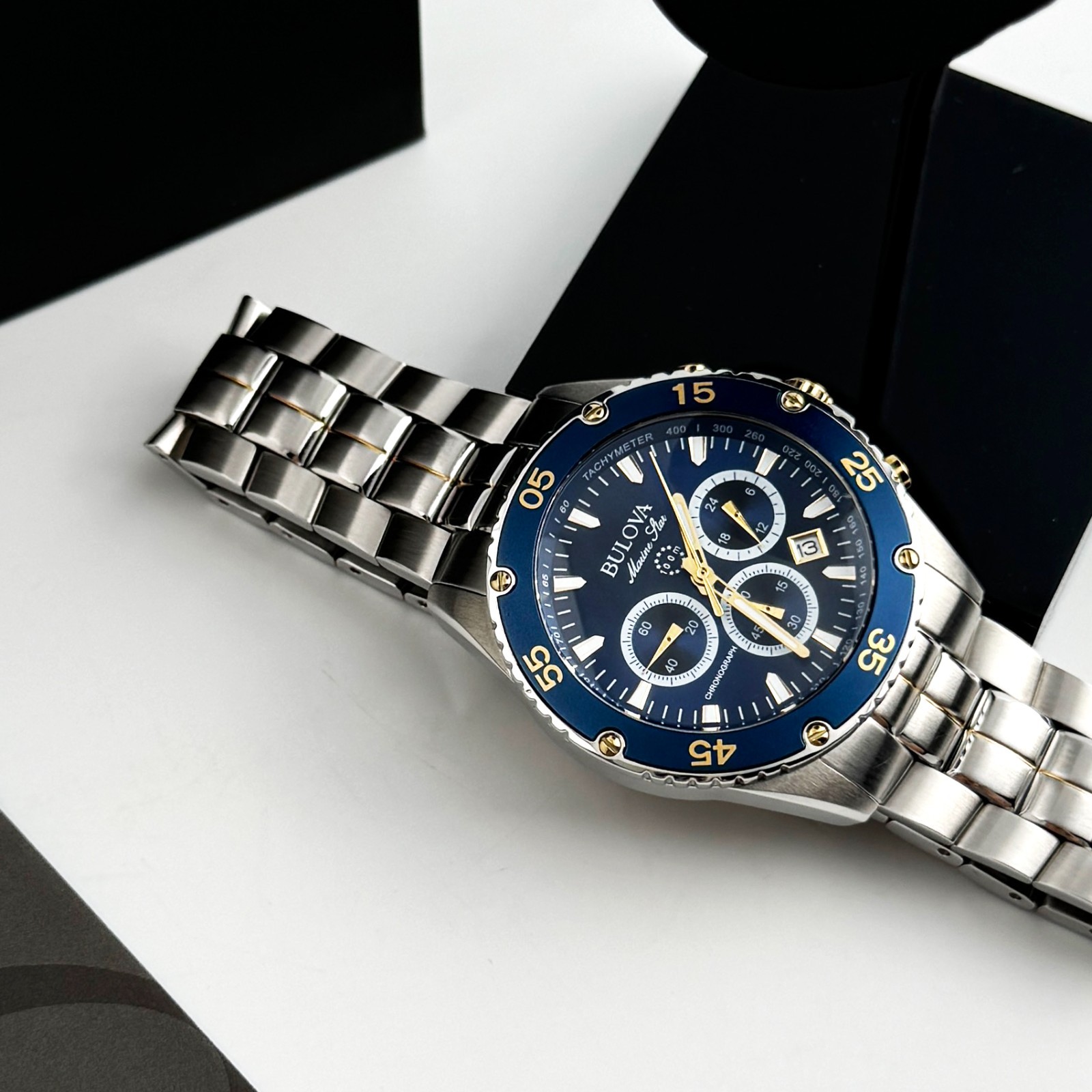 Bulova 98B400 Marine Star Chronograph Blue Dial Two-Tone stainless Men’s Watch