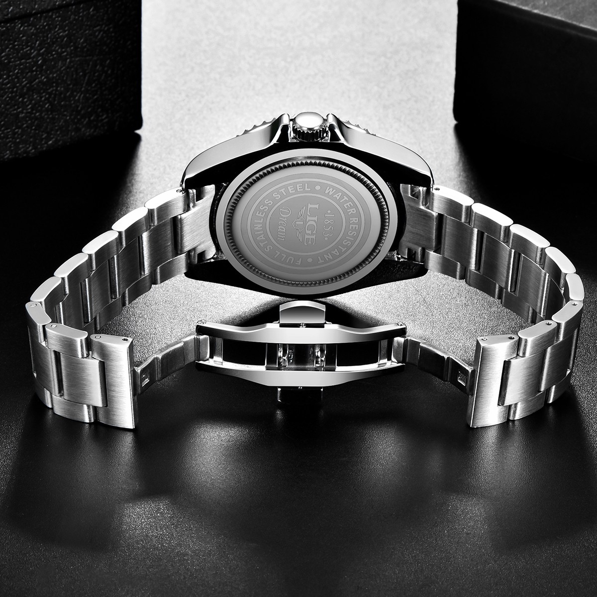 Men Watch Quartz Date Stainless Steel Luminous 3ATM Waterproof Wristwatch Boxed