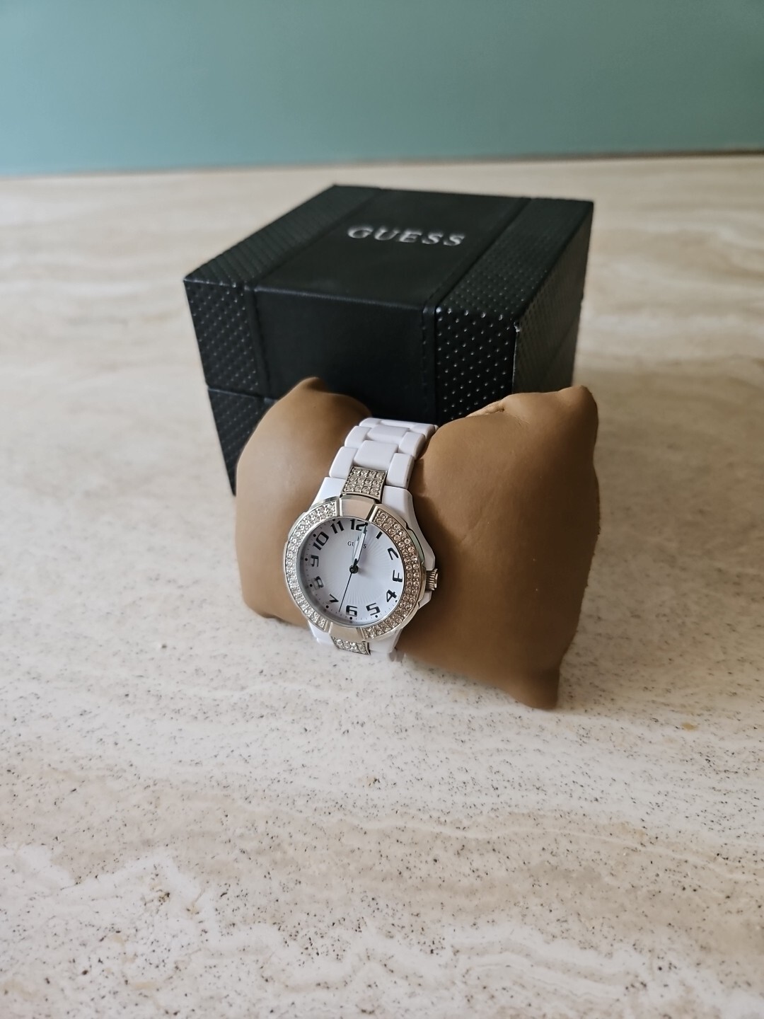 Women’s White Dial With Crystal Rhinestones Polycarbonate W/Original Box