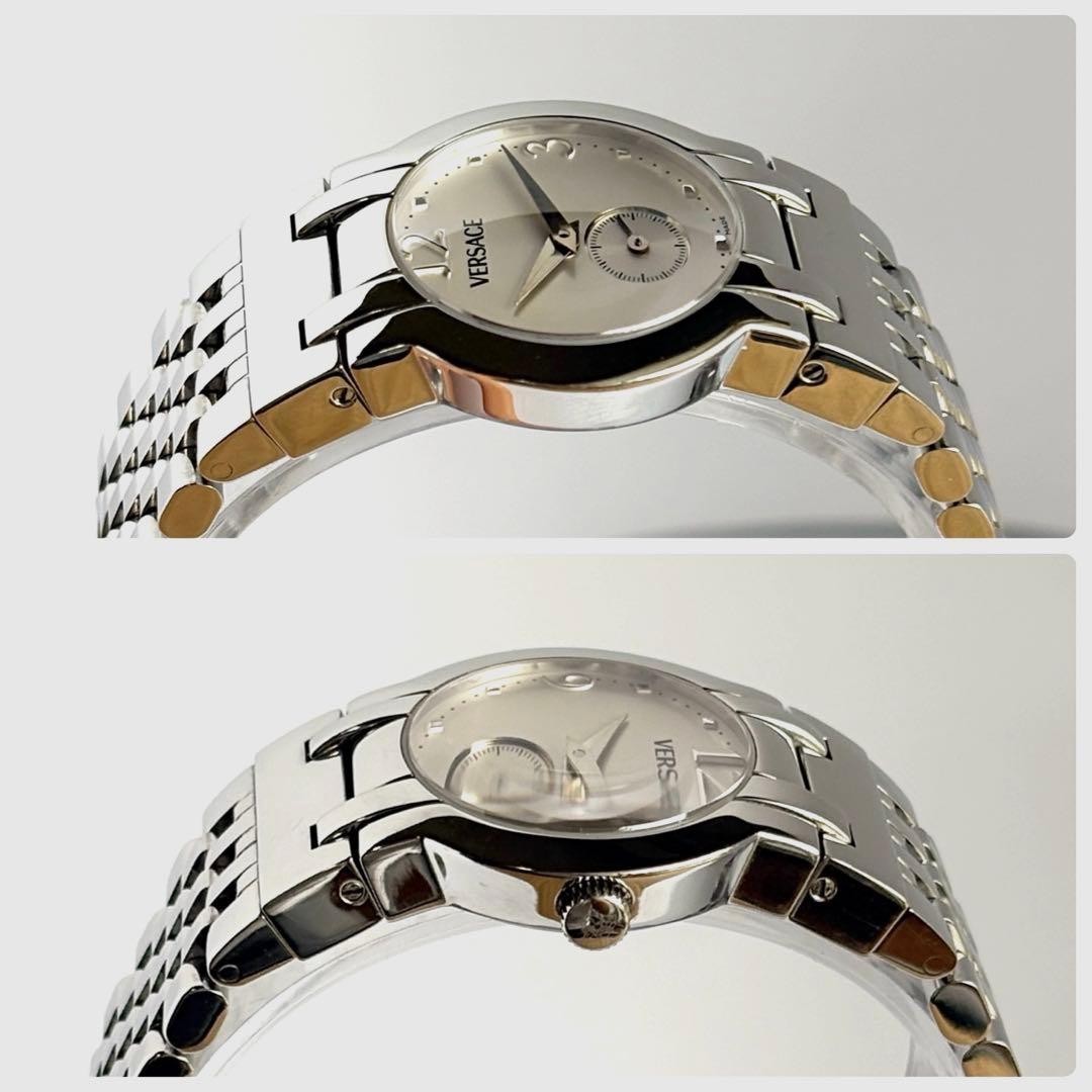 Versace BSQ99 White Quartz Watch Boys Small Second Hand Japan 073155